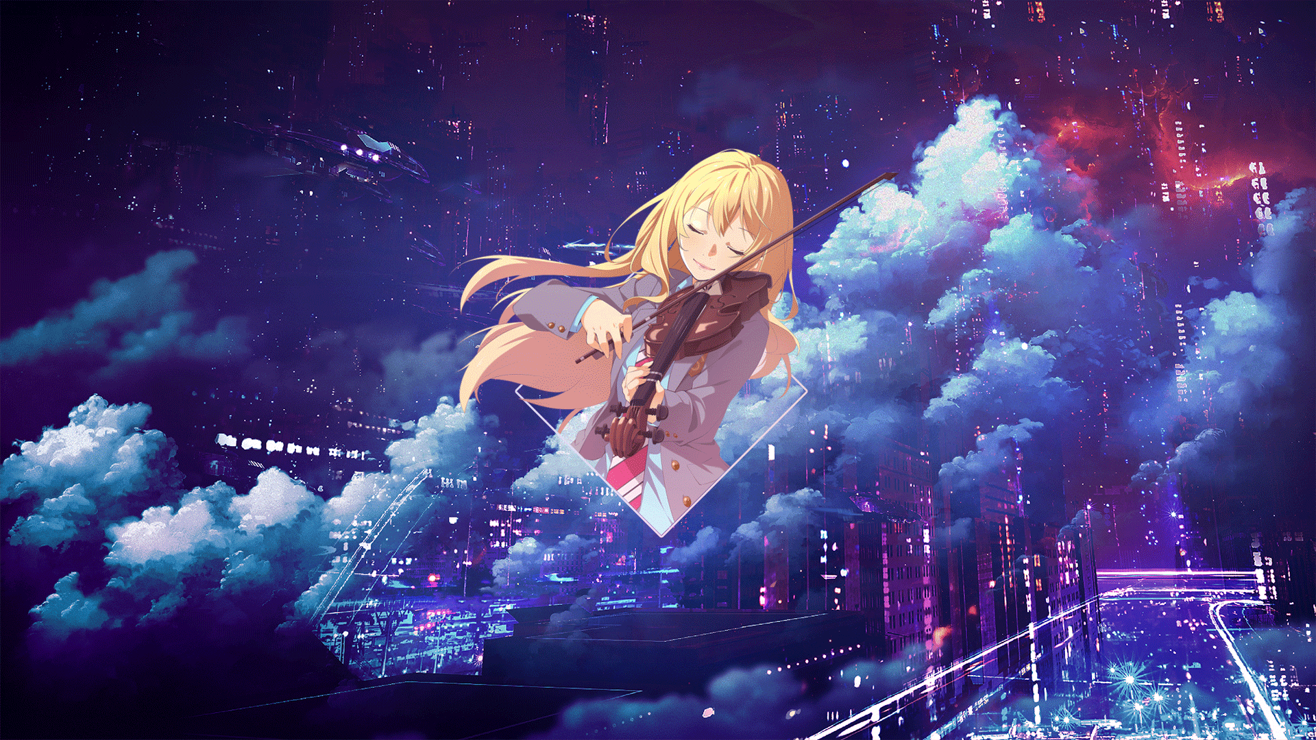 Anime Anime Girls Miyazono Kaori Shigatsu Wa Kimi No Uso Picture In Picture Photoshop Digital Art Pl 1920x1080