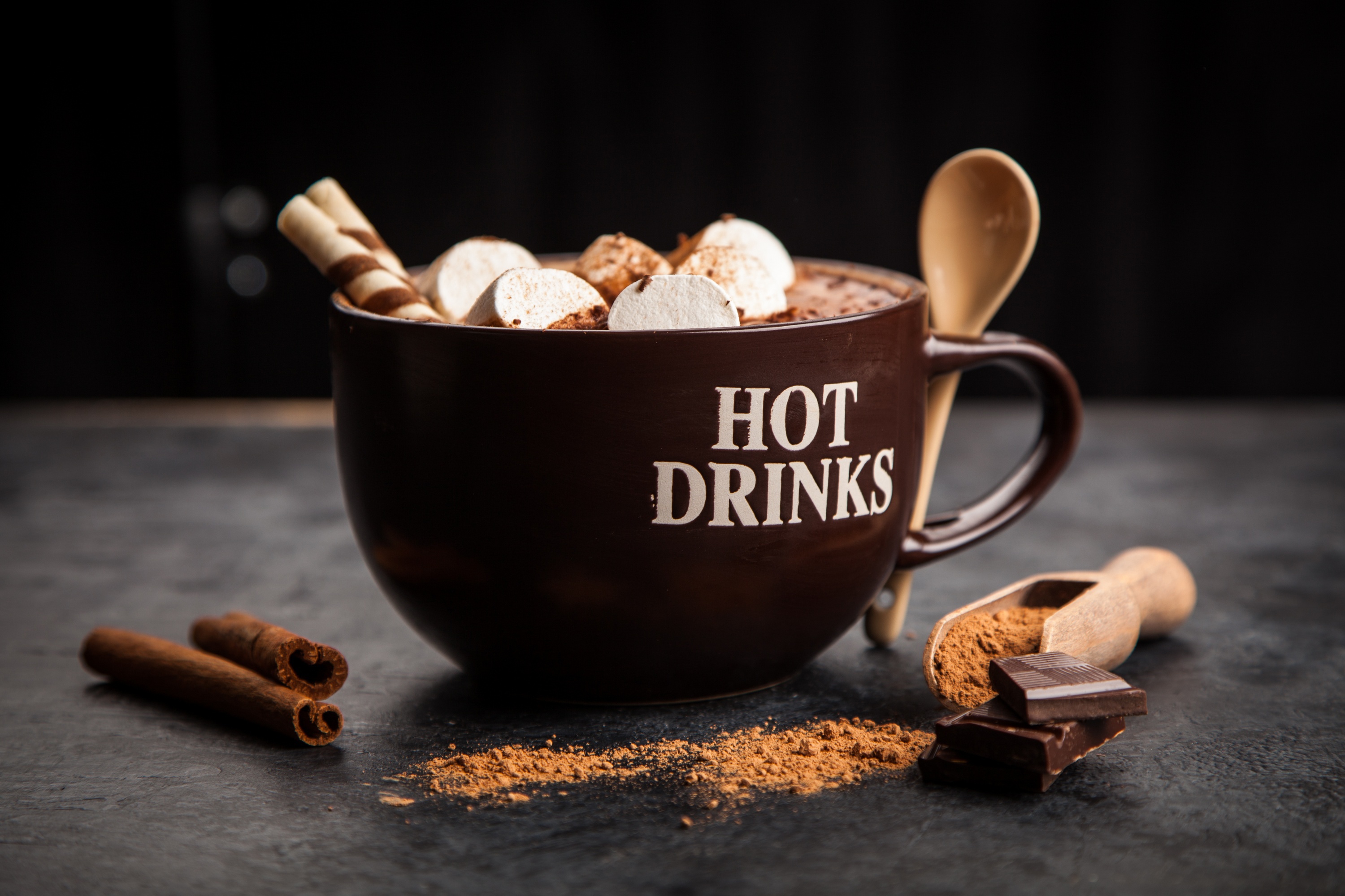 Chocolate Cup Drink Hot Chocolate Marshmallow Still Life 3000x2000
