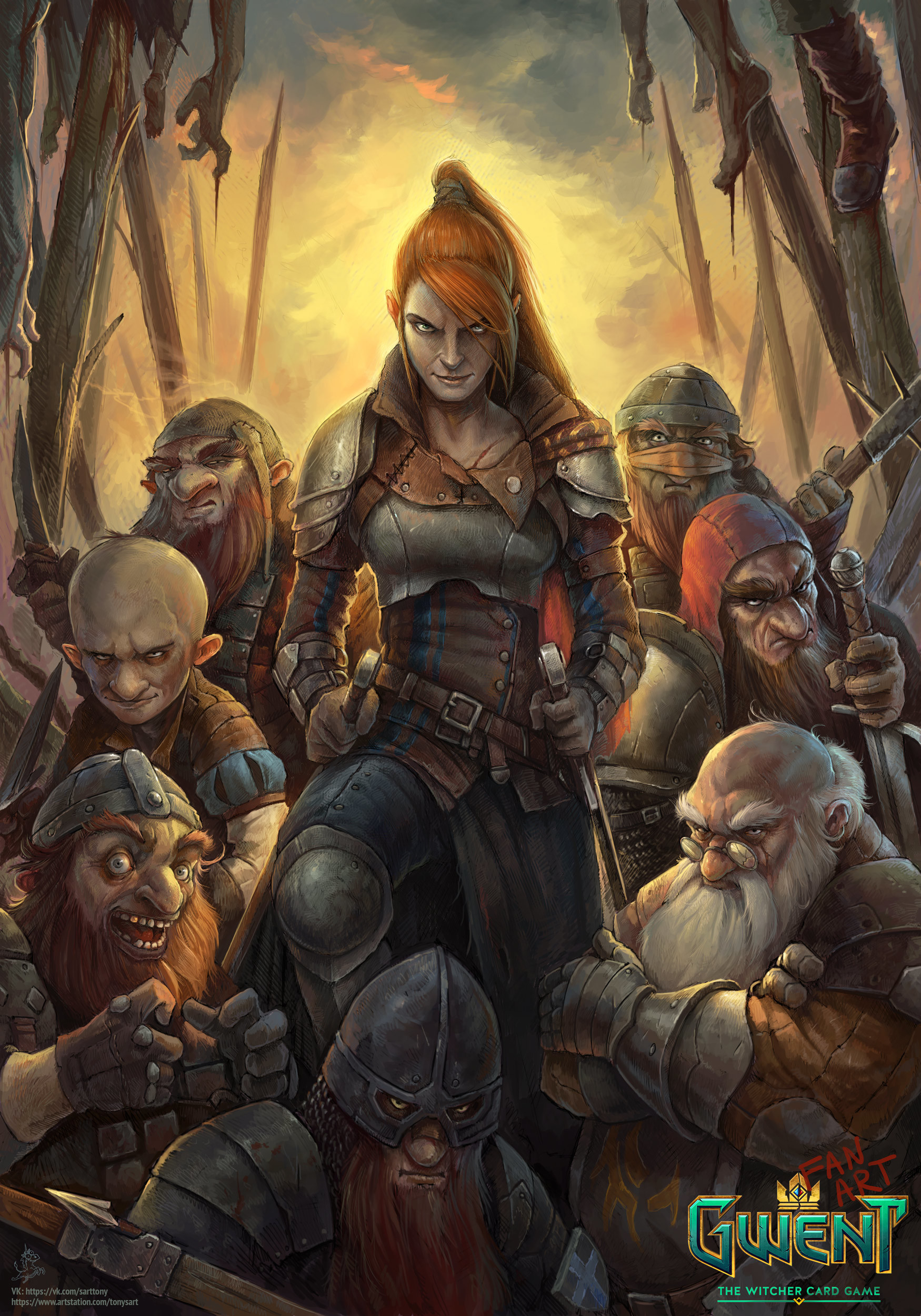Gwent The Witcher 3 Wild Hunt Video Game Art Redhead Fan Art Artwork Renfri Frontal View 1750x2500