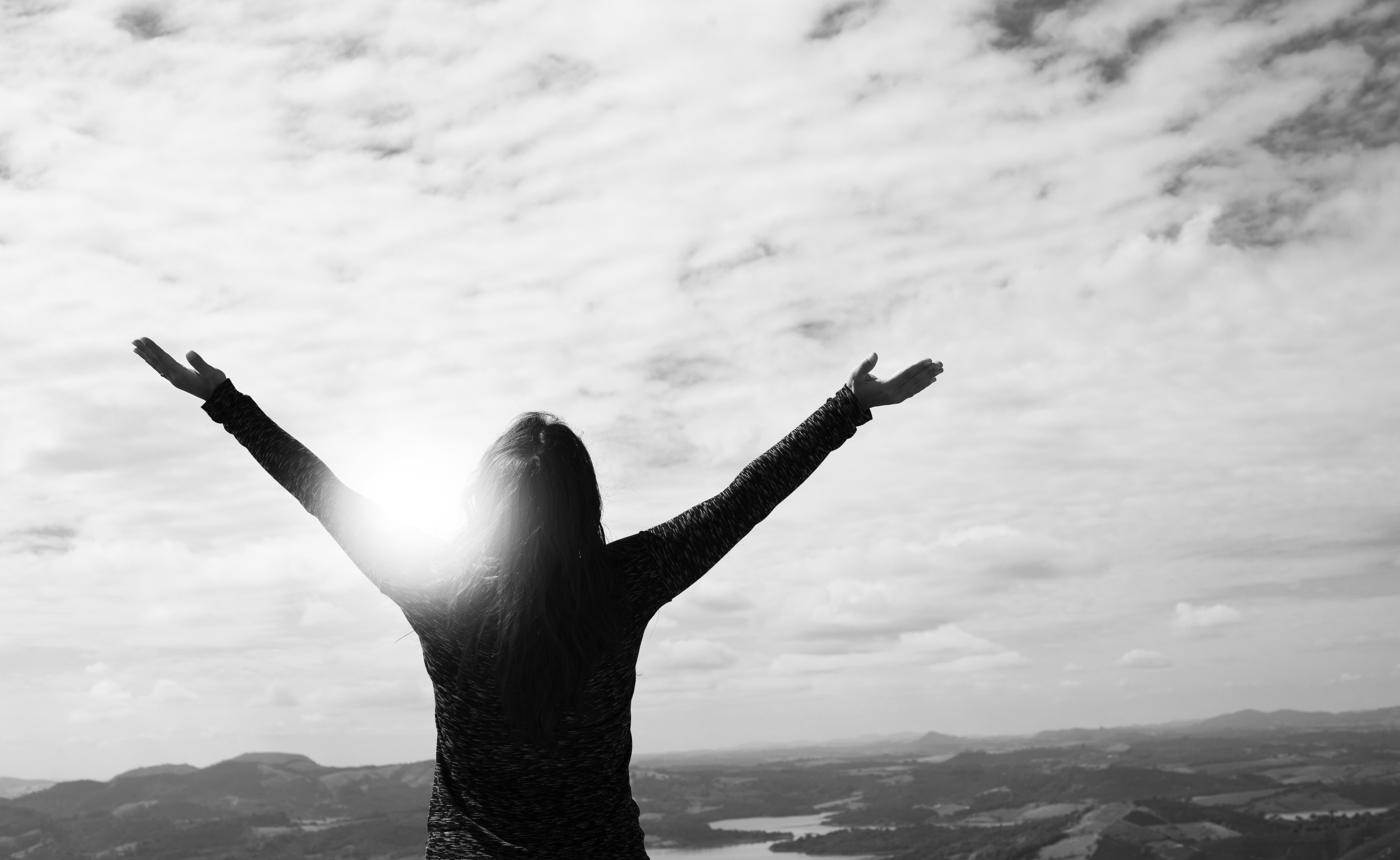 Black Amp White Cloud Light Monochrome Mood Rear Sky Woman 6016x3695