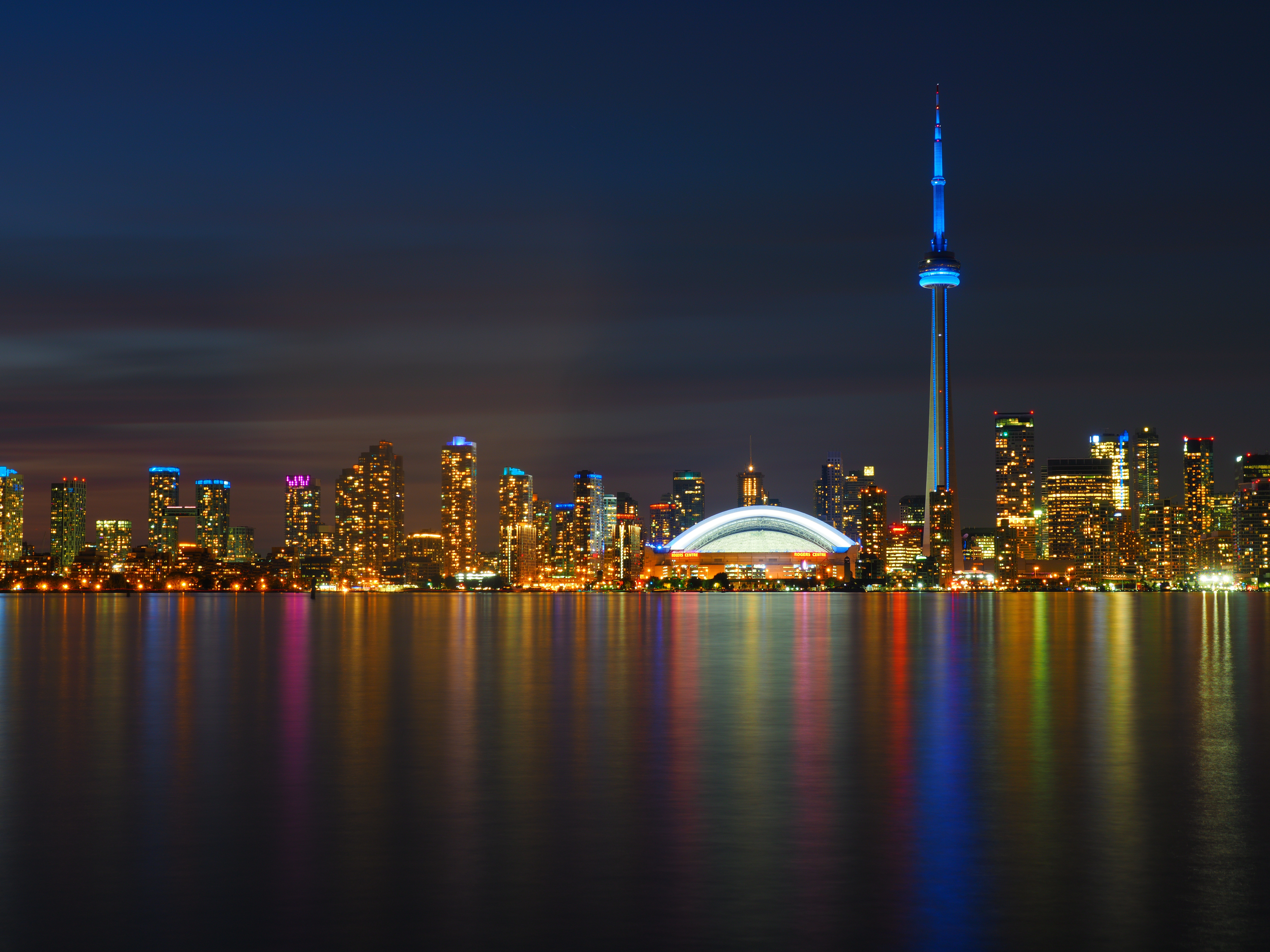 Building Canada City Night Skyscraper Toronto 7296x5472