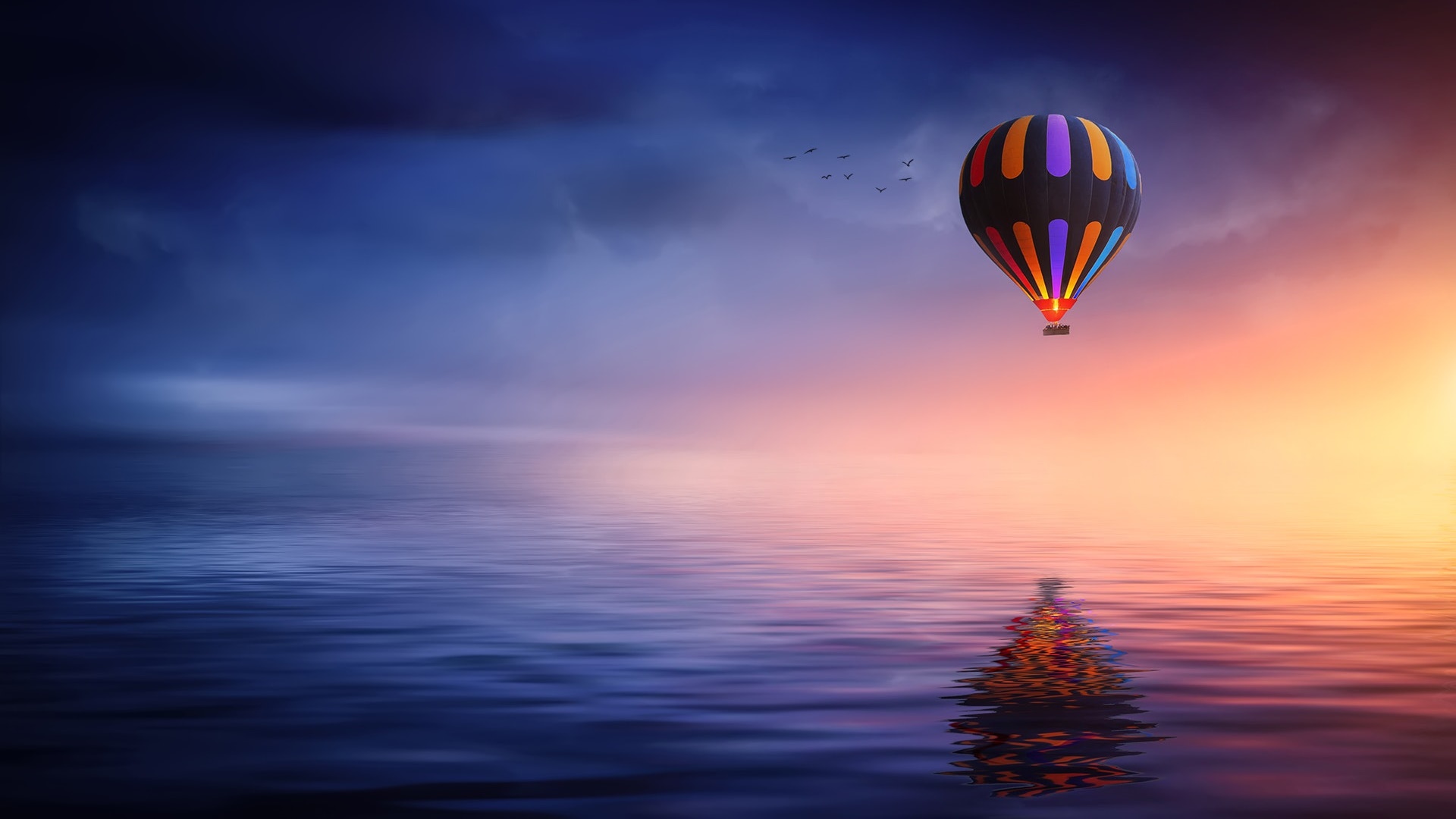 Hot Air Balloon Sky Vehicle 1920x1080