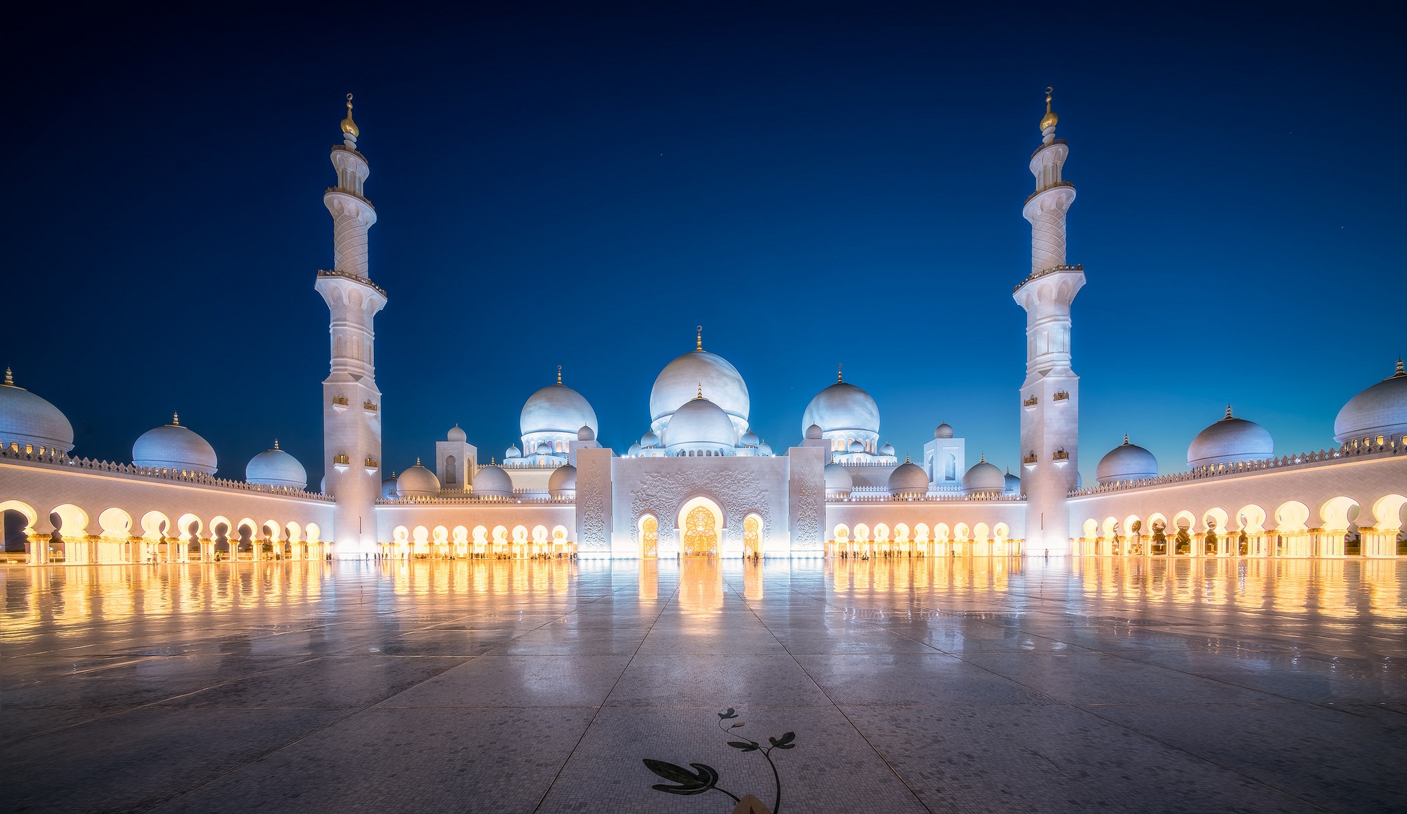 Abu Dhabi Architecture Building Mosque Night Sheikh Zayed Grand Mosque United Arab Emirates 2048x1185