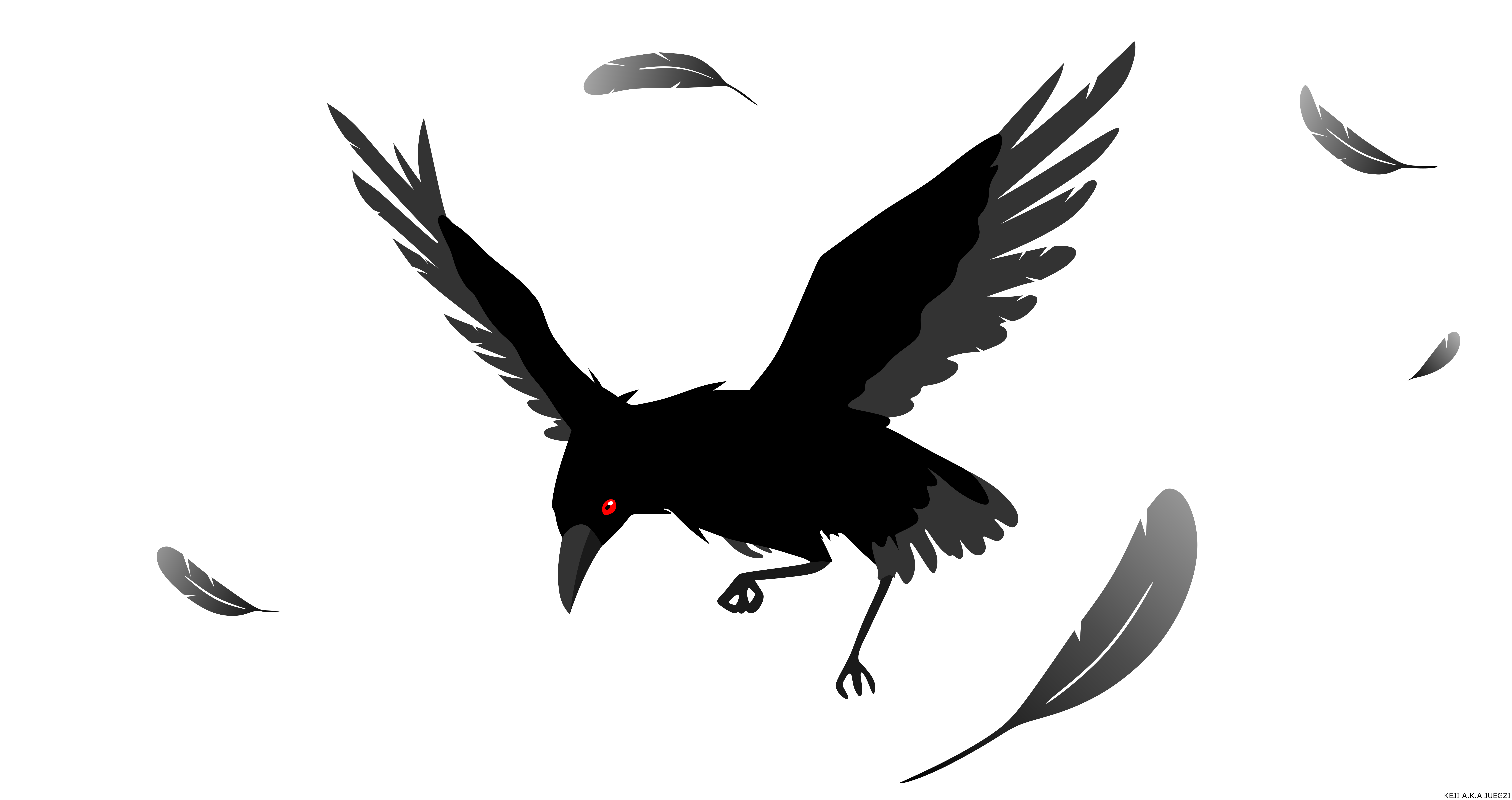 Artistic Crow Feather Minimalist Vector 8500x4500