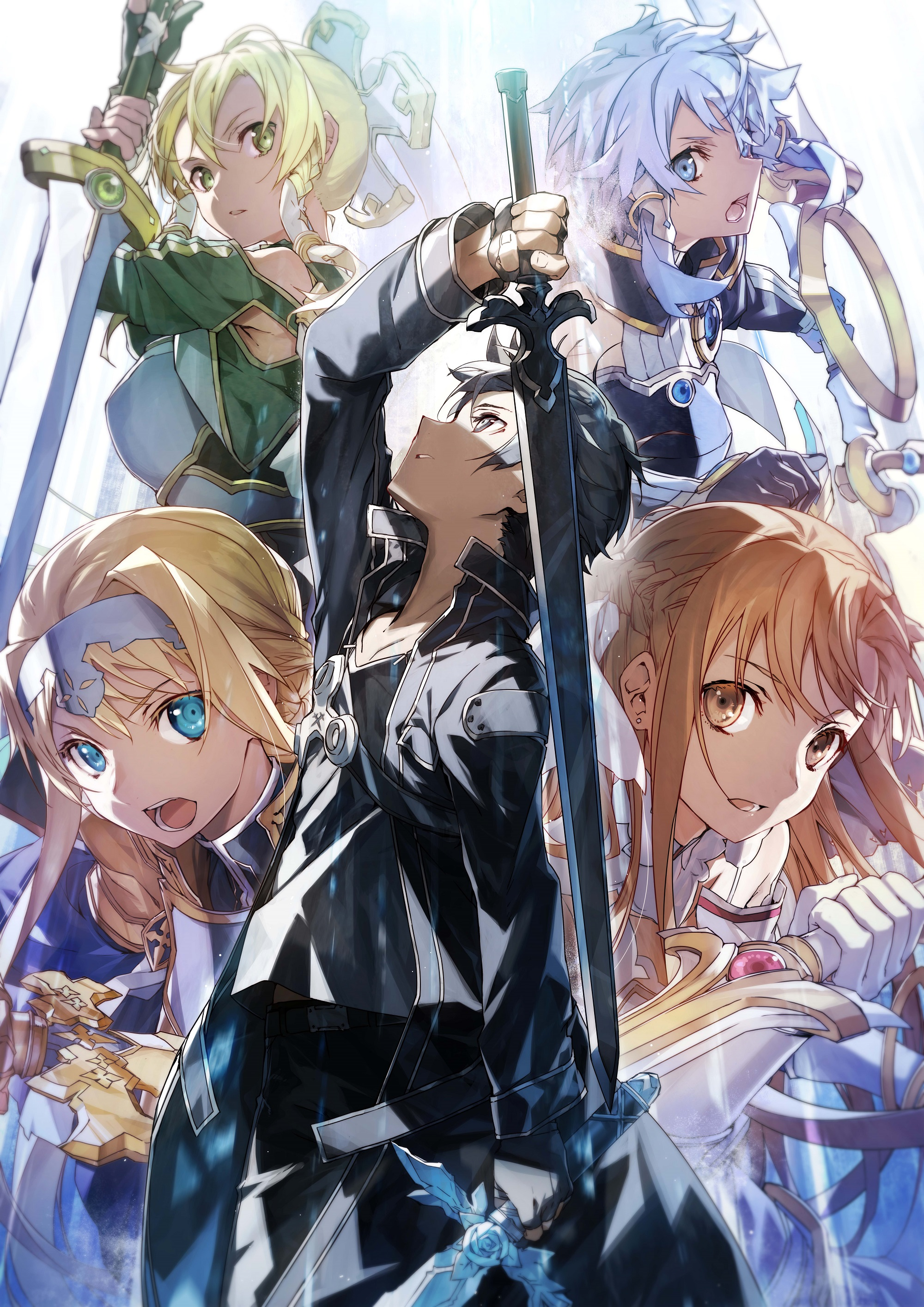 Anime Novel Sword Art Online Kirigaya Kazuto Kirigaya Suguha Yuuki Asuna Asada Shino Alice Schuberg 2000x2828