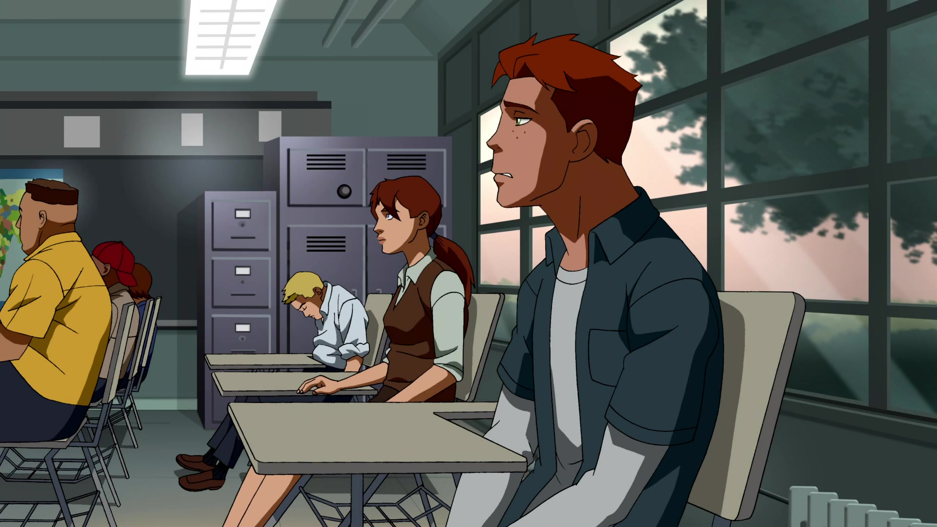 Boy Girl Red Hair School Wally West Young Justice 1920x1080