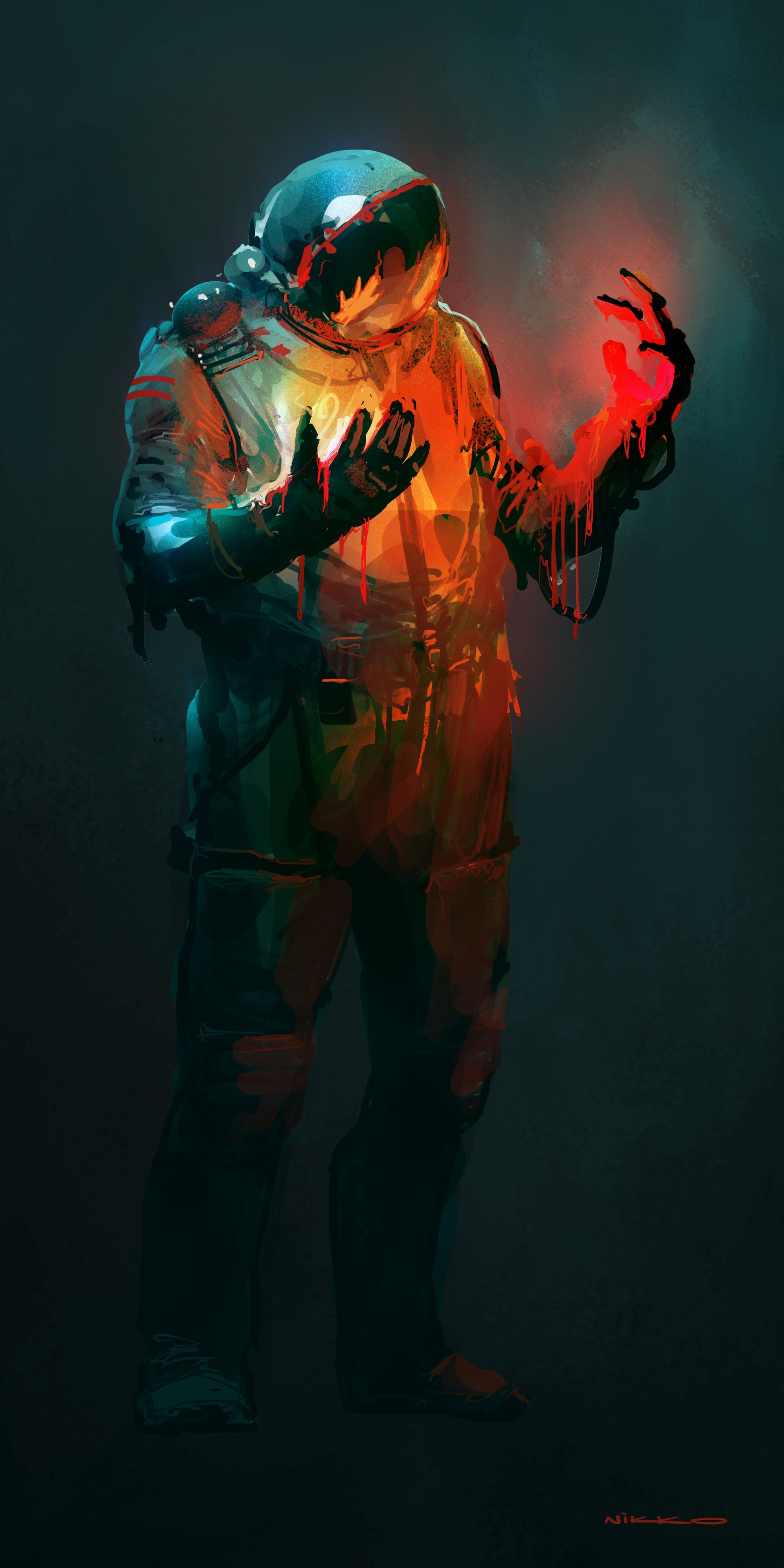 Spacesuit Nikolai Lockertsen Astronaut Digital Art Digital 1920x3840