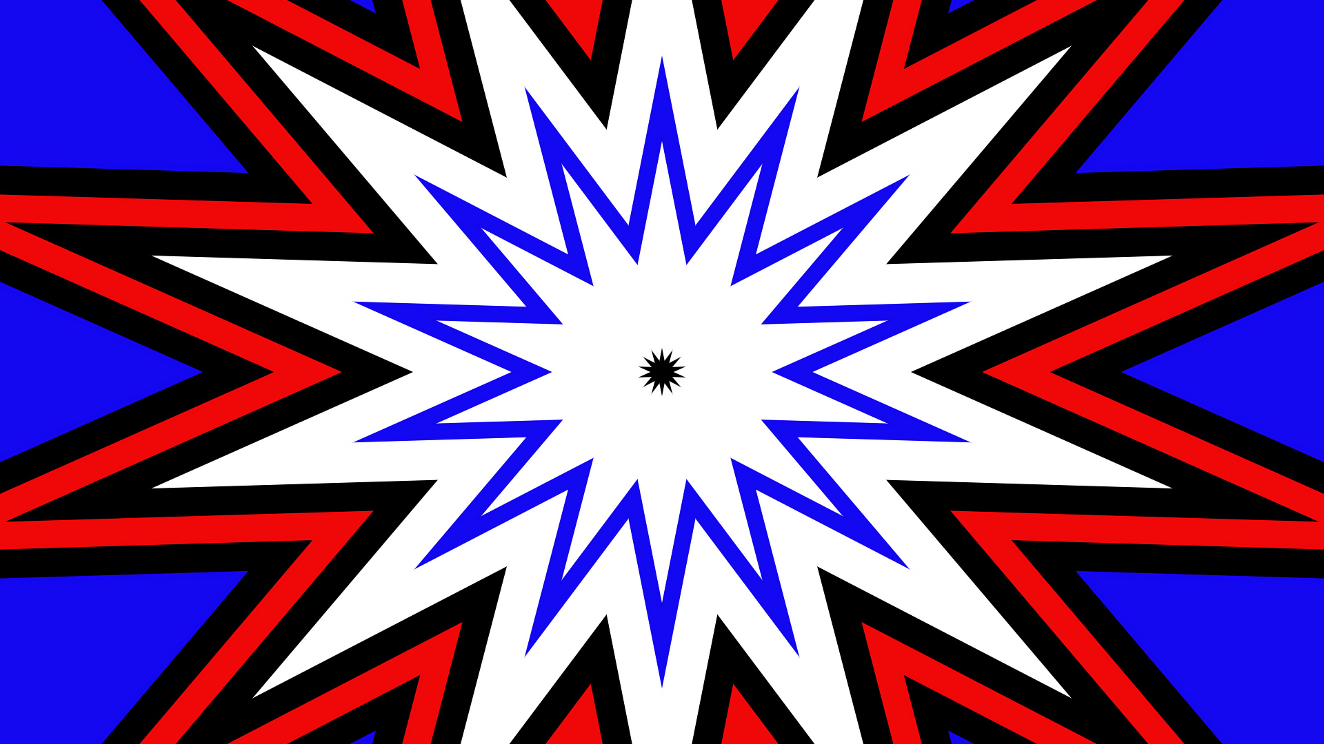 Abstract Artistic Blue Colors Digital Art Geometry Kaleidoscope Pattern Red Shapes Star White 1920x1080