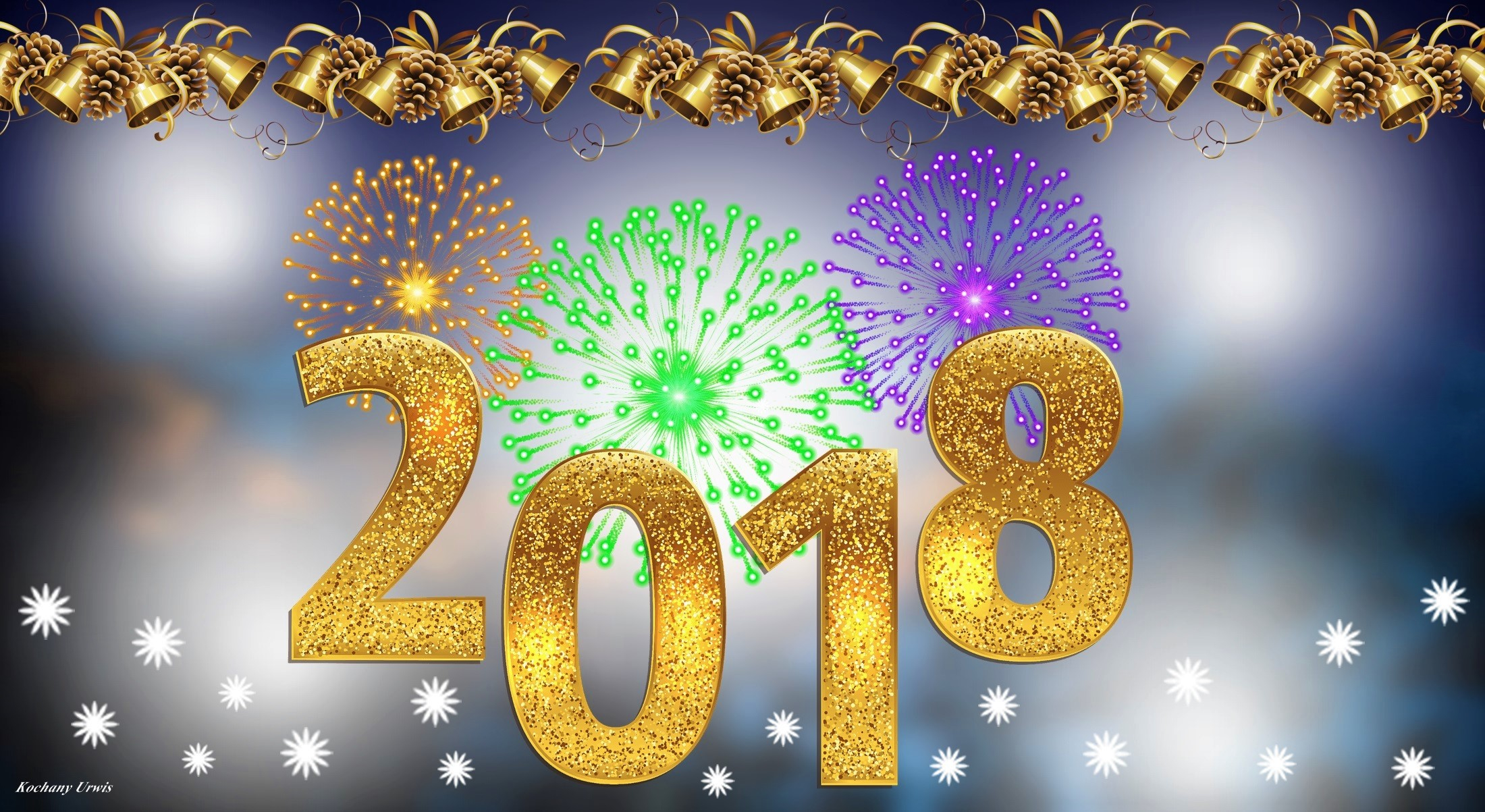 Bell Fireworks Holiday New Year New Year 2018 2200x1203