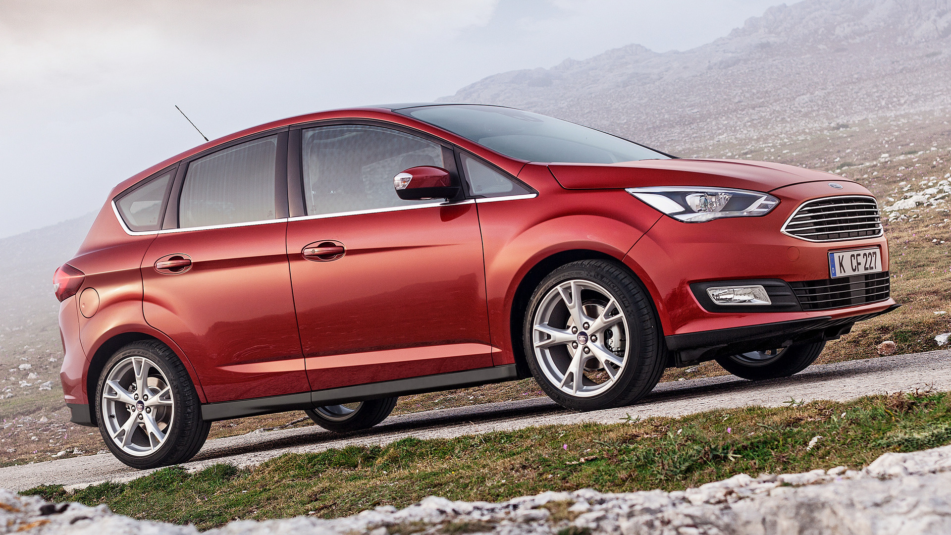 Car Compact Mpv Ford C Max Red Car 1920x1080