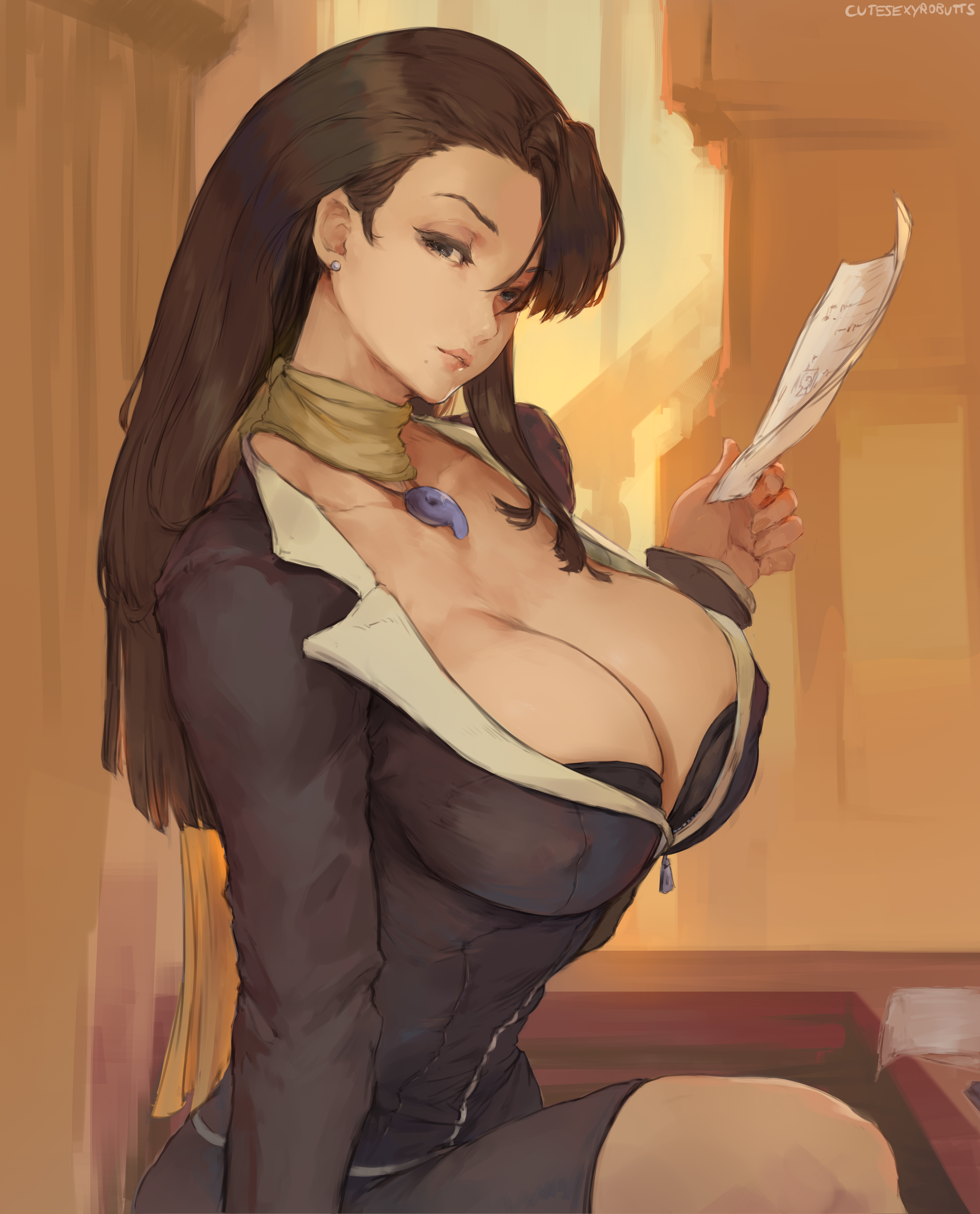 Mia Fey Ace Attorney Anime Anime Girls Looking At Viewer Portrait Display Vertical Brunette Bangs Lo 4000x4956