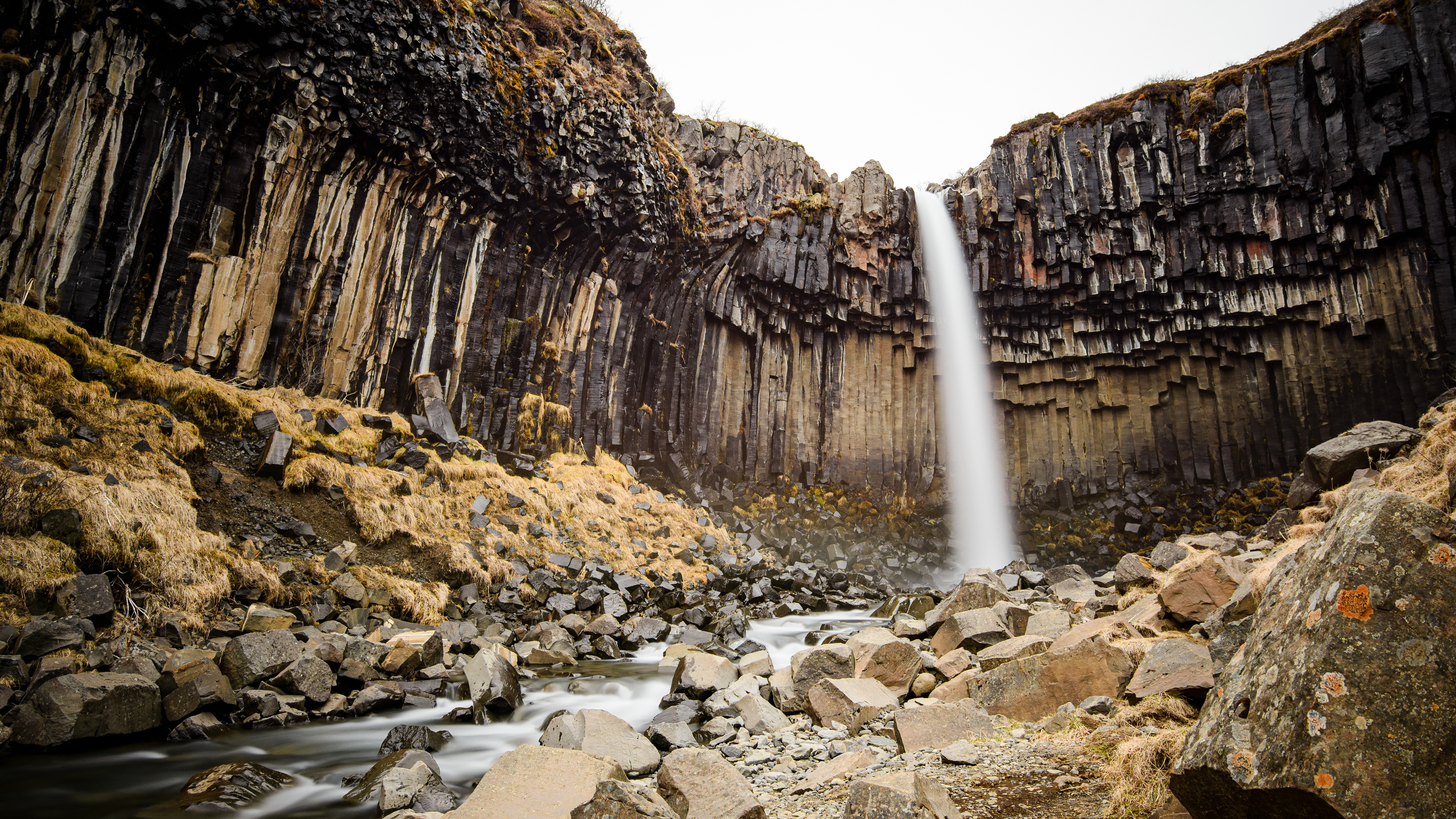 Svartifoss Waterfall Iceland Landscape Waterfall Nature Nordic Landscapes Long Exposure Photography 5120x2880