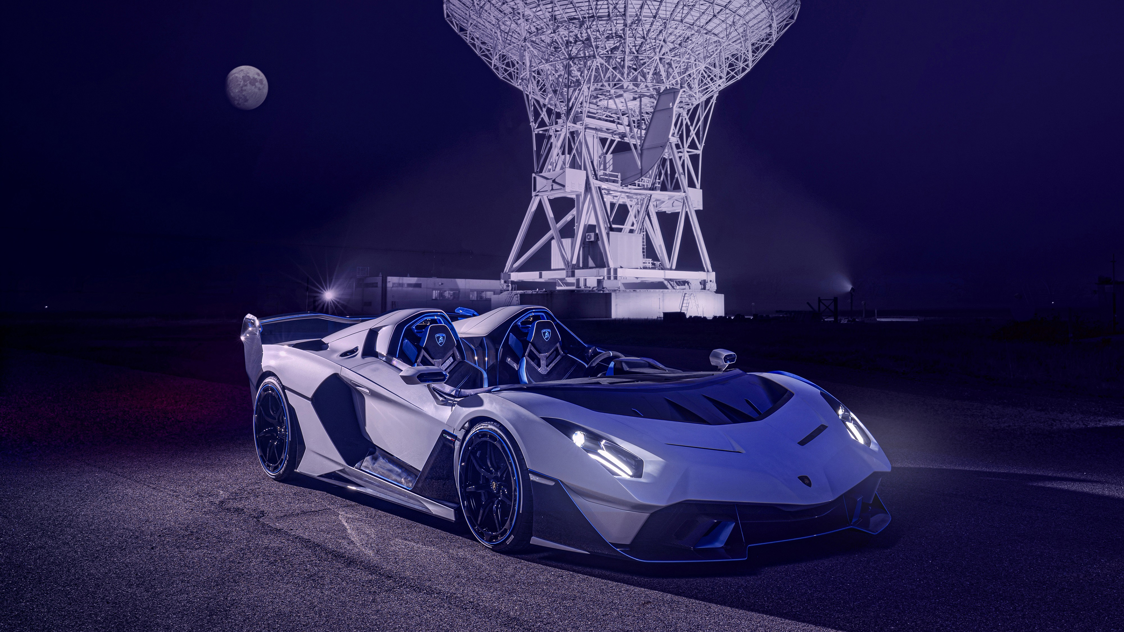 Lamborghini SC20 Car Lamborghini Supercars Italian Supercars Night Spotlights Moon Radio Telescope V 3840x2160