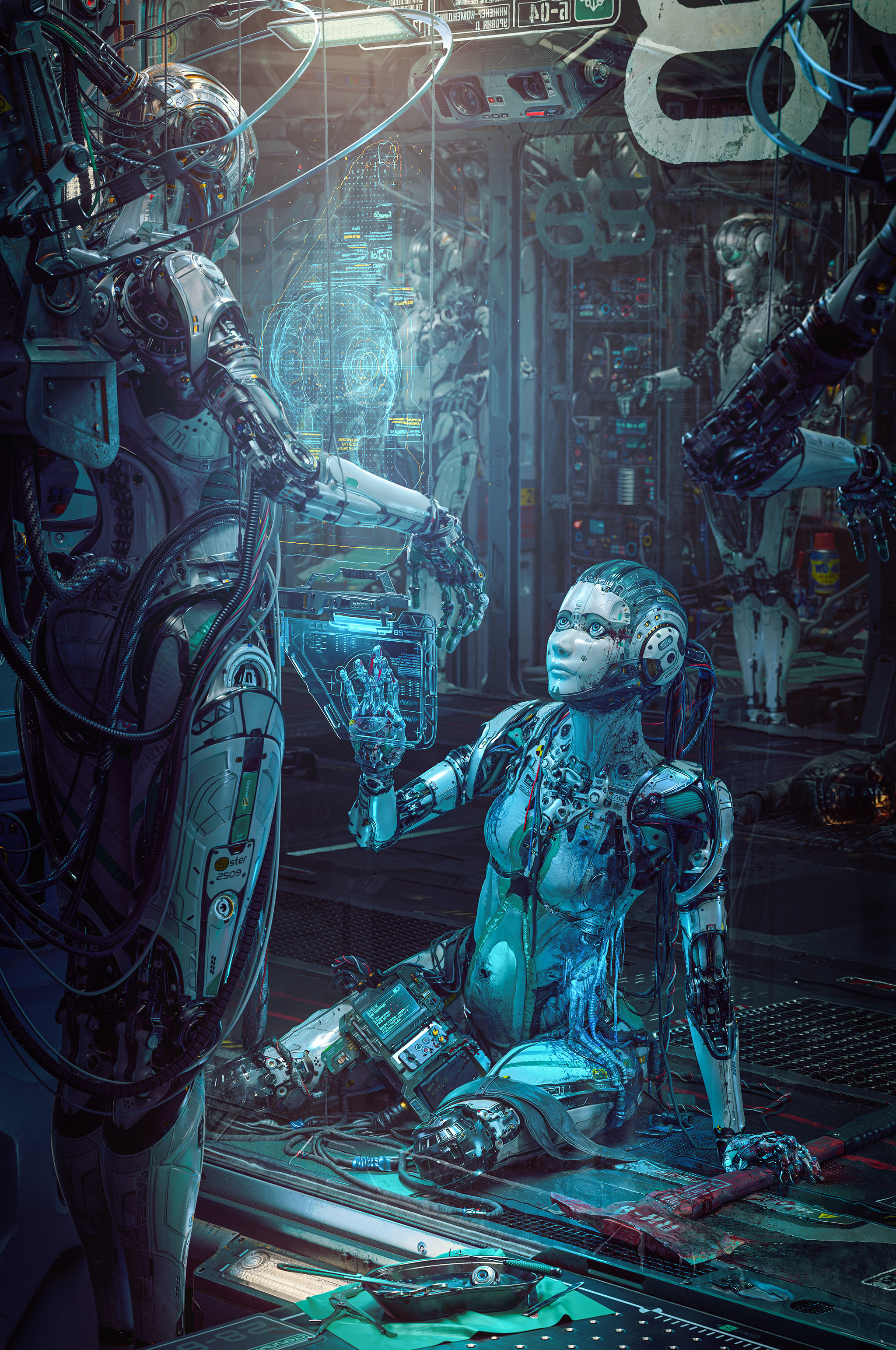 Michael Black ArtStation Artwork Gynoid Science Fiction CGi Render Digital Art Machine Futuristic 2048x3084