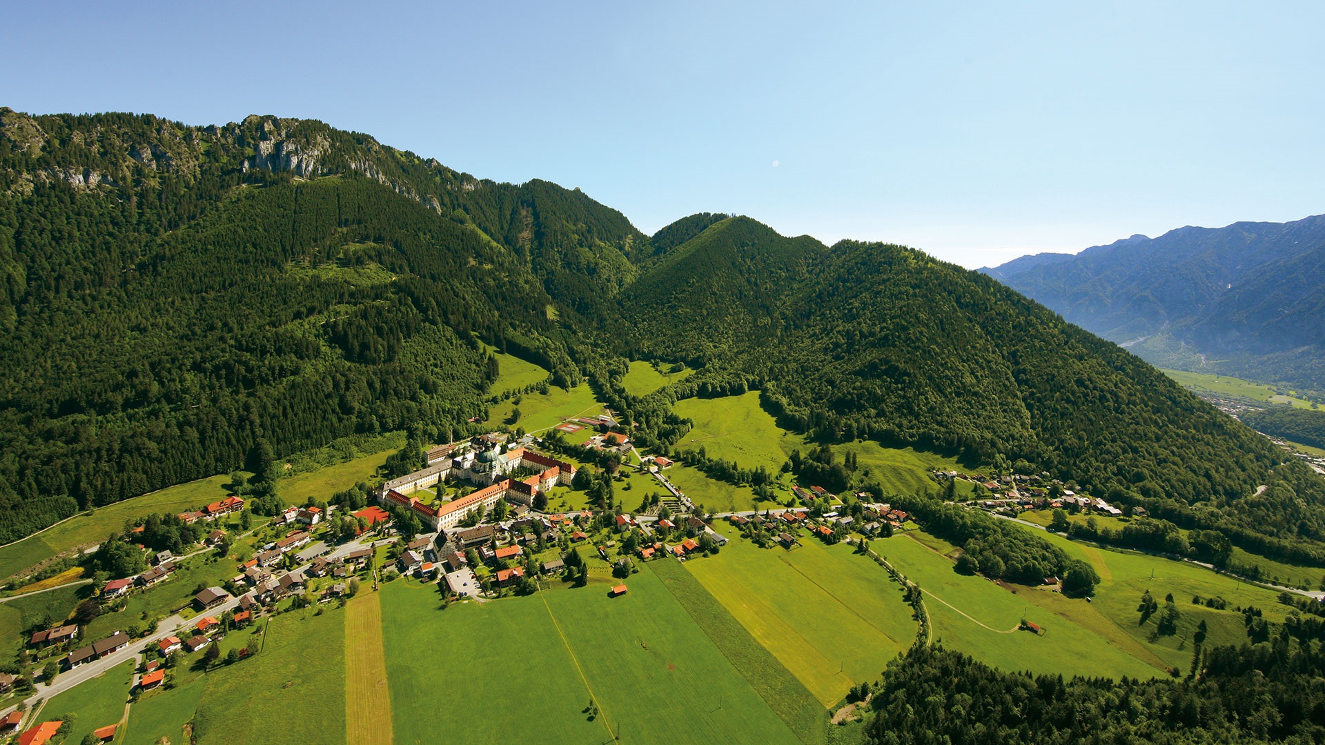 Aerial Alps Bavaria Germany Village 1920x1080