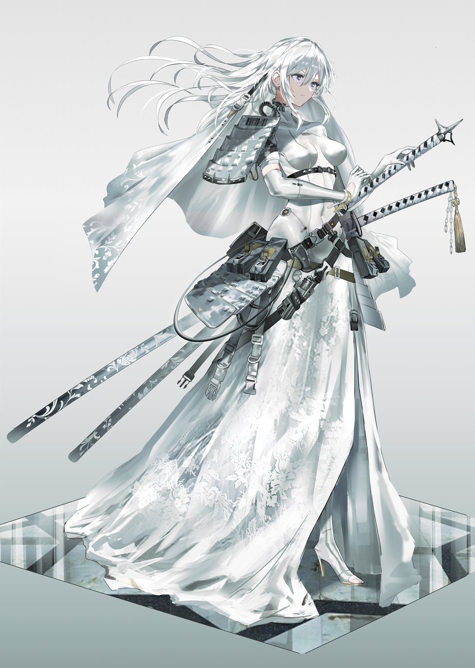 Anime Anime Girls SWAV Portrait Display Sword Dress Silver Hair 924x1300