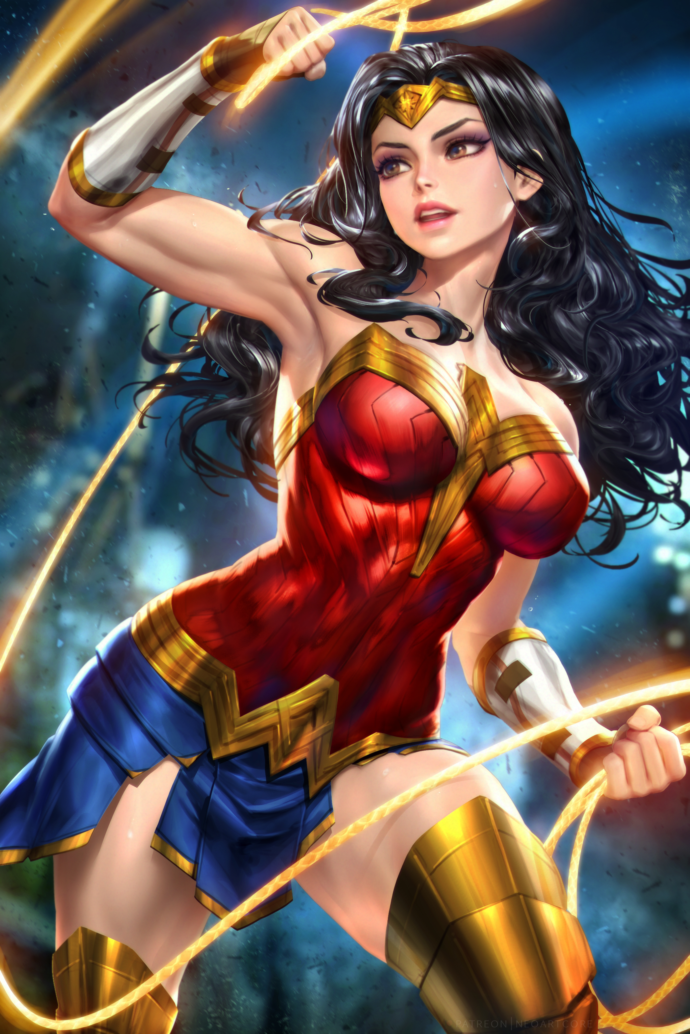 Wonder Woman DC Comics Superheroines Women Fantasy Girl Black Hair Vertical Portrait Display Tiaras  2400x3597