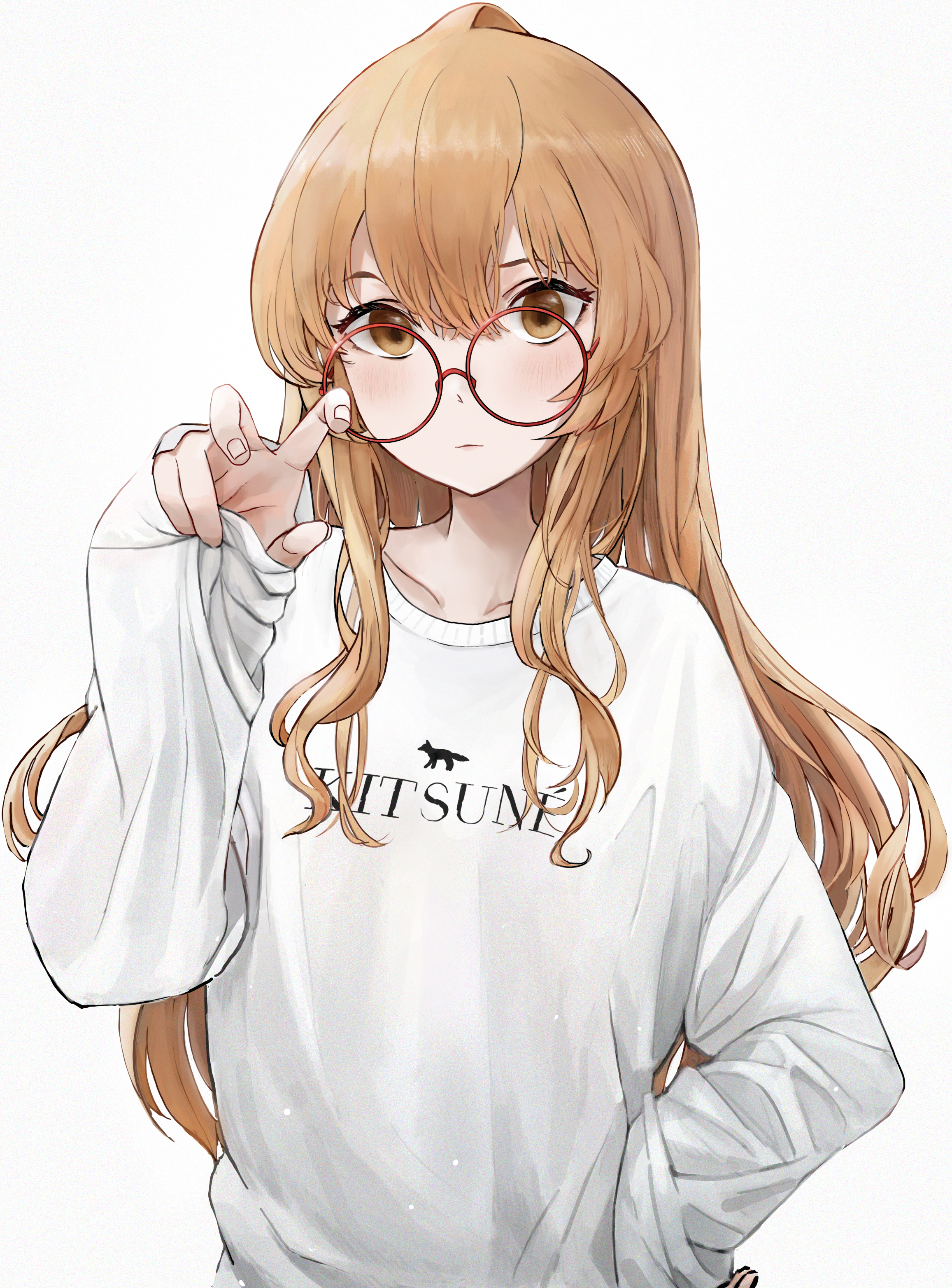 Toradora Alternate Costume JK Long Hair Women With Glasses White Sweater Brunette Anime Girls Simple 2313x3127