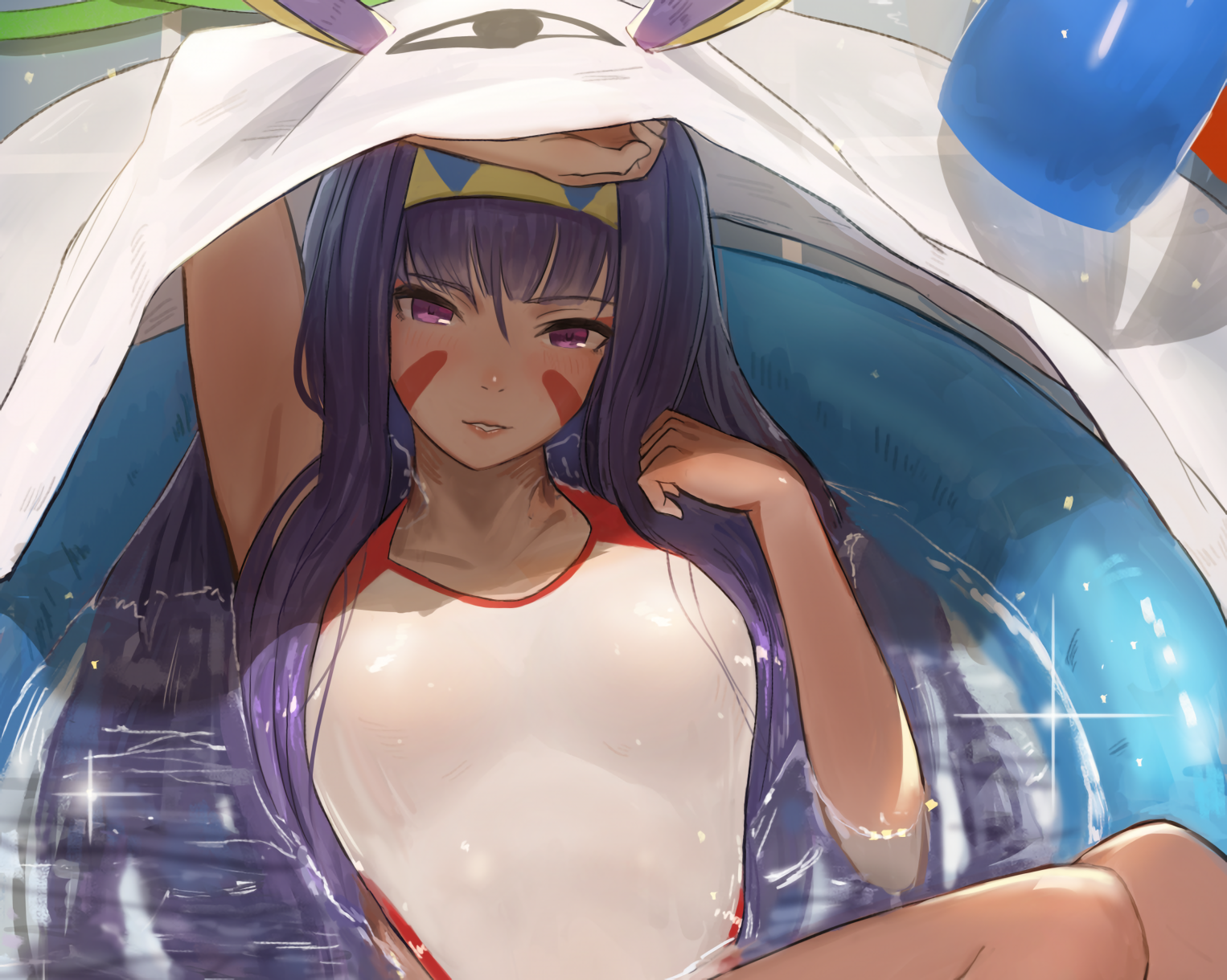 Anime Anime Girls Nitocris Fate Grand Order Fate Series Purple Hair Purple Eyes In Water Reido 1526x1220