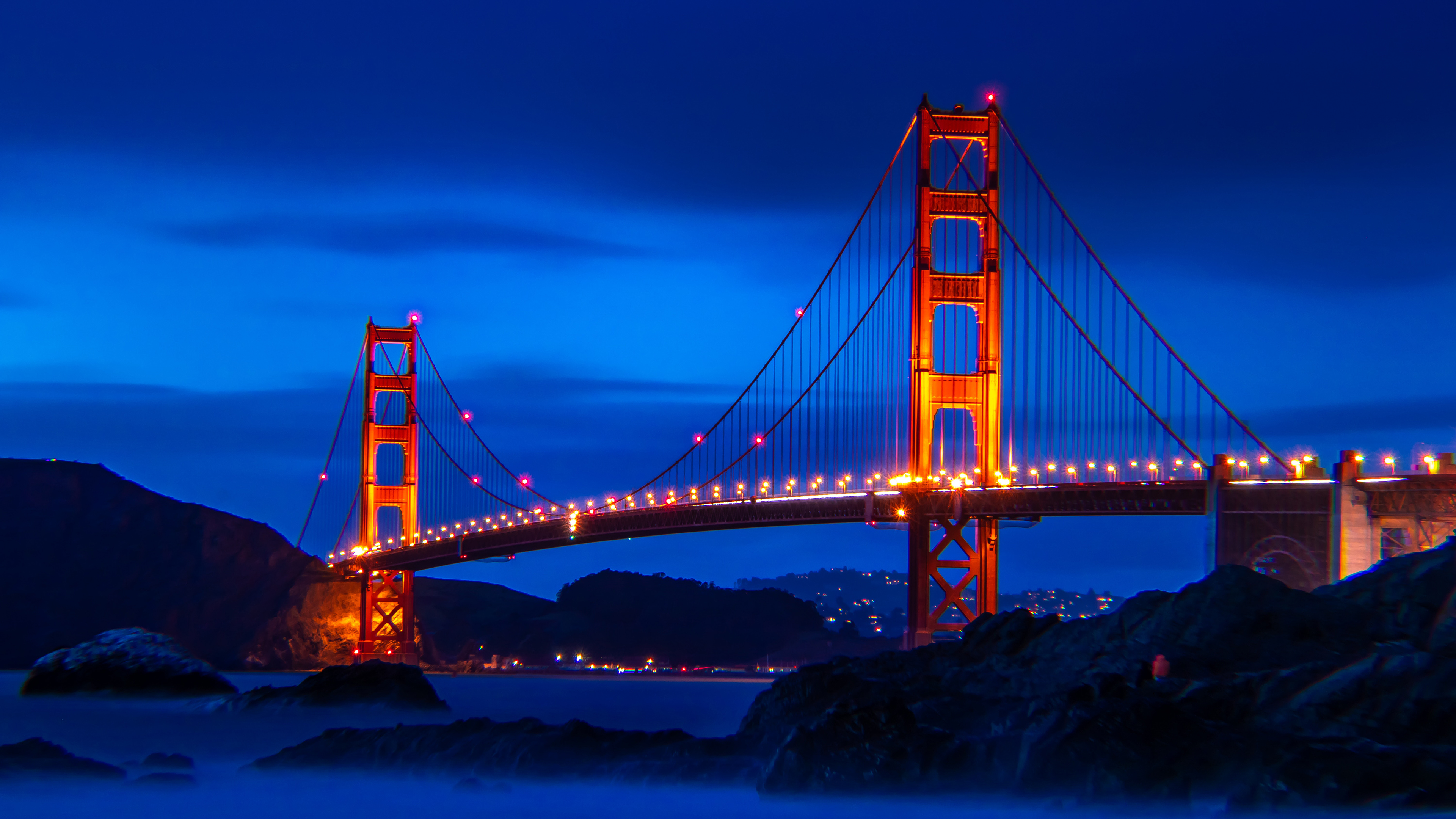Golden Gate Bridge Bridge Landscape San Francisco USA Sky Hills City Lights Sunrise Architecture Sus 3840x2160