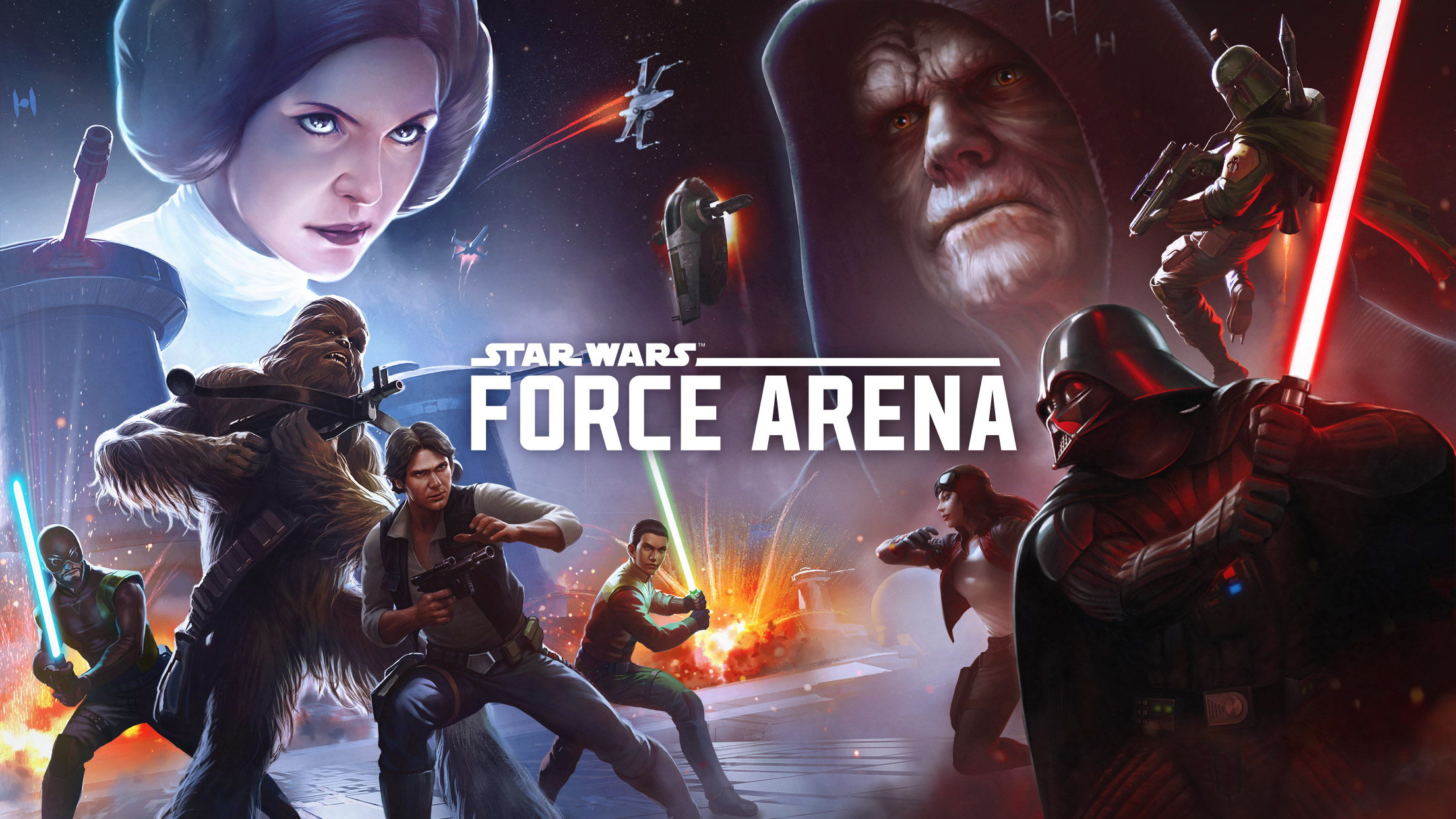 Boba Fett Chewbacca Darth Vader Han Solo Star Wars Force Arena 2208x1242