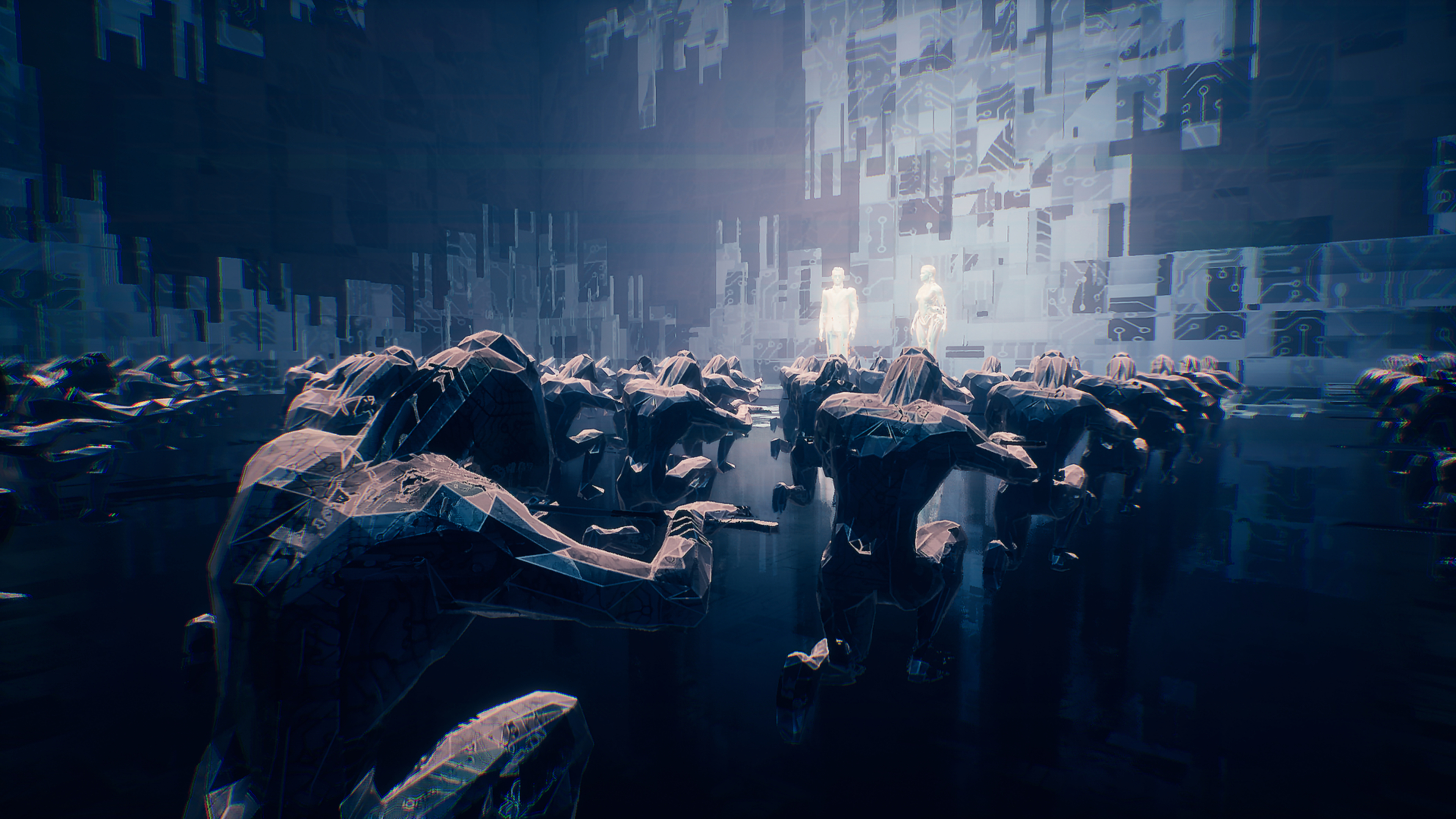 Ghostrunner Video Games Cyberpunk Science Fiction Screen Shot Weapon Katana Hologram Futuristic Cybo 3840x2160