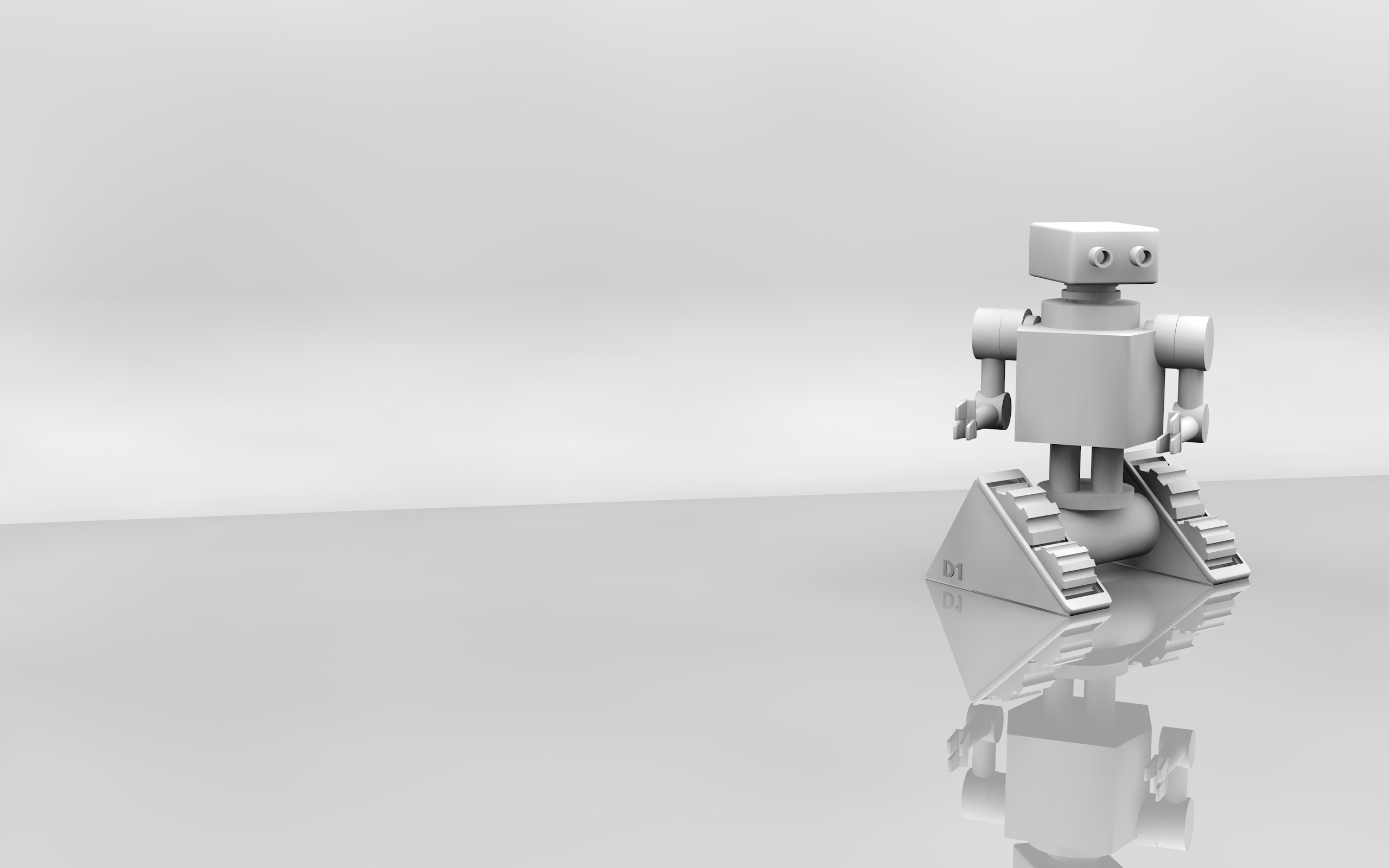 3d Cgi Minimalist Reflection Robot White 2560x1600