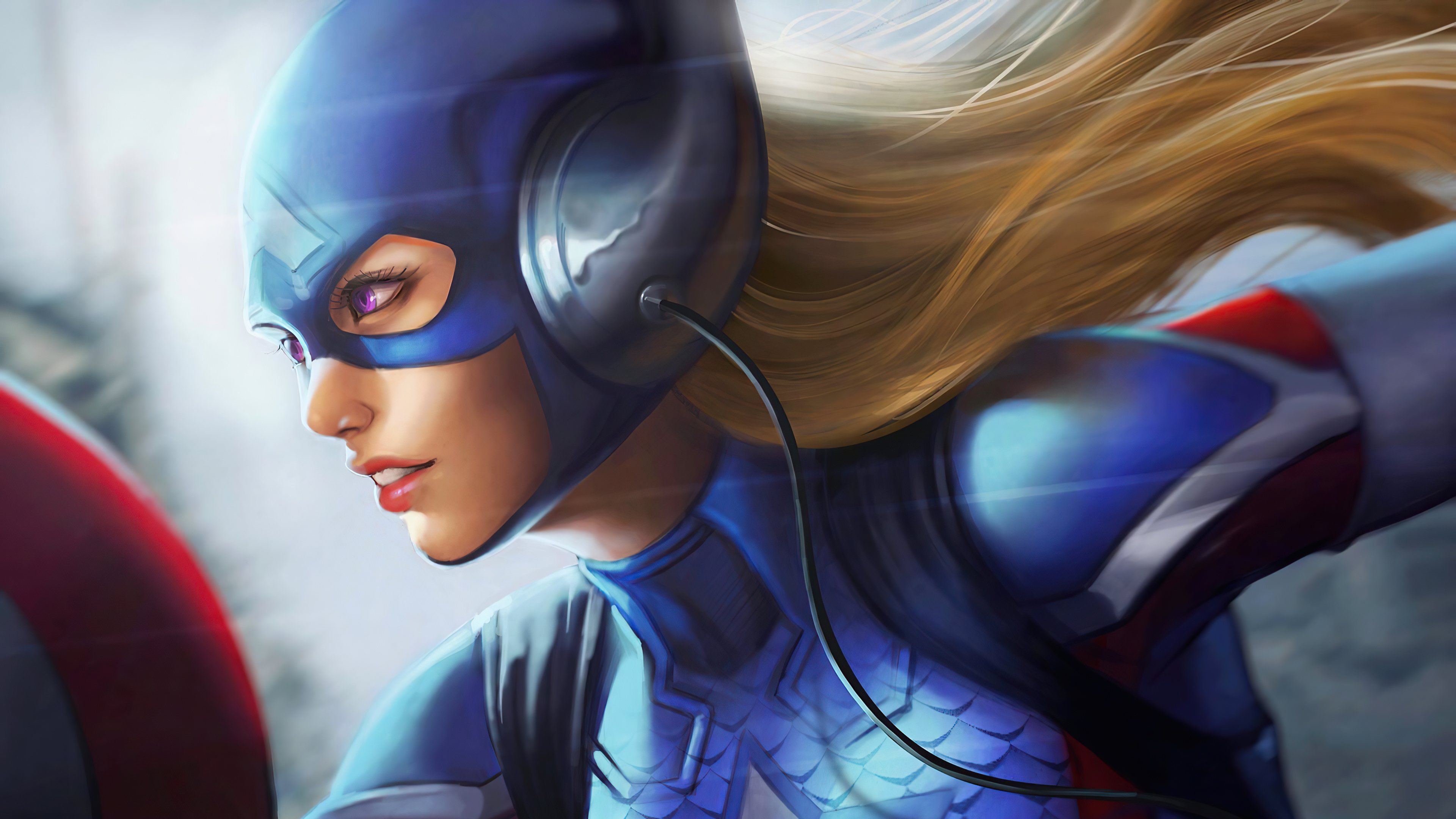 Blonde Captain America Genderbend Girl Marvel Comics Purple Eyes 3840x2160