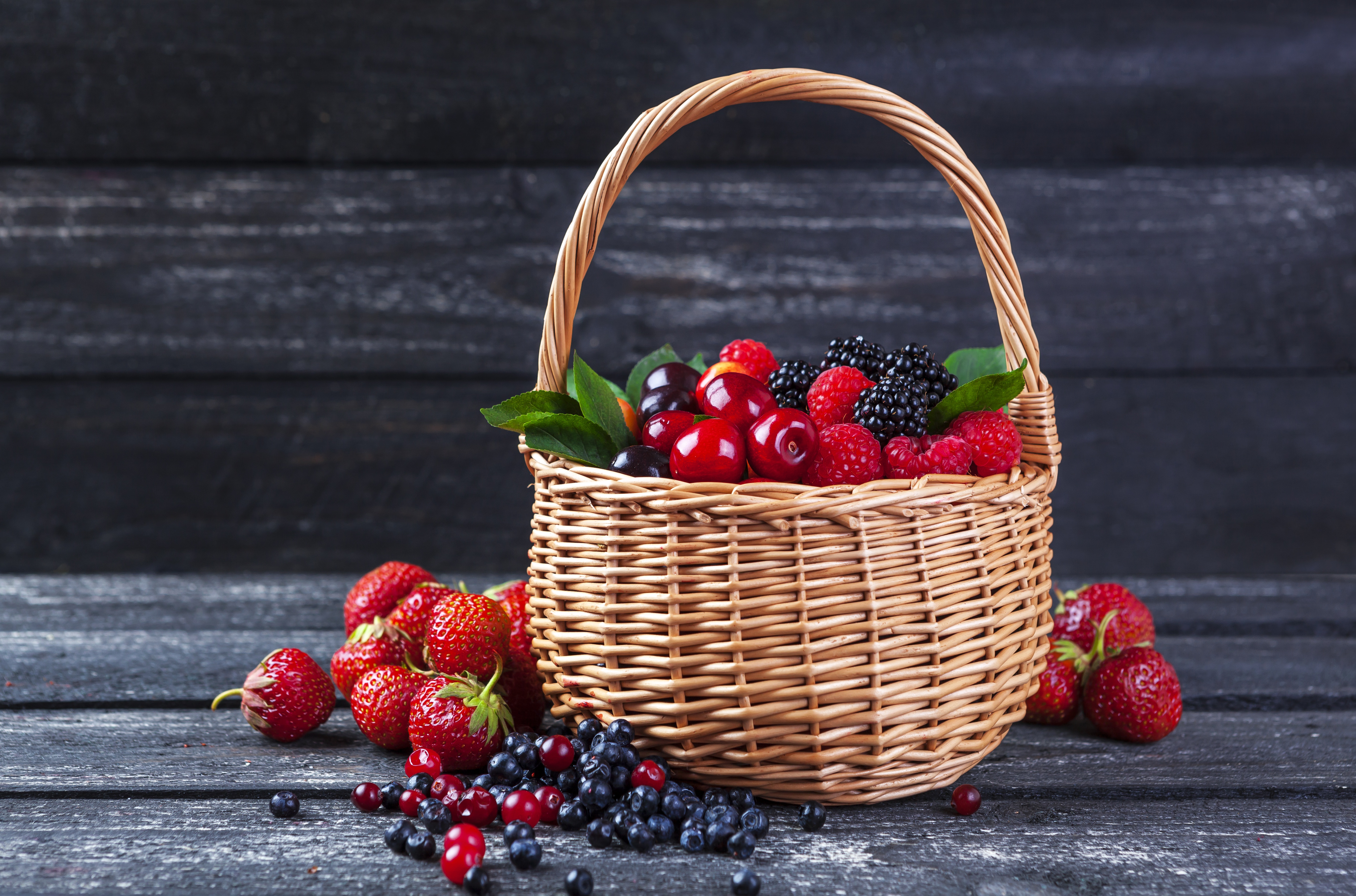 Basket Berry Blueberry Fruit Raspberry Strawberry 5490x3629