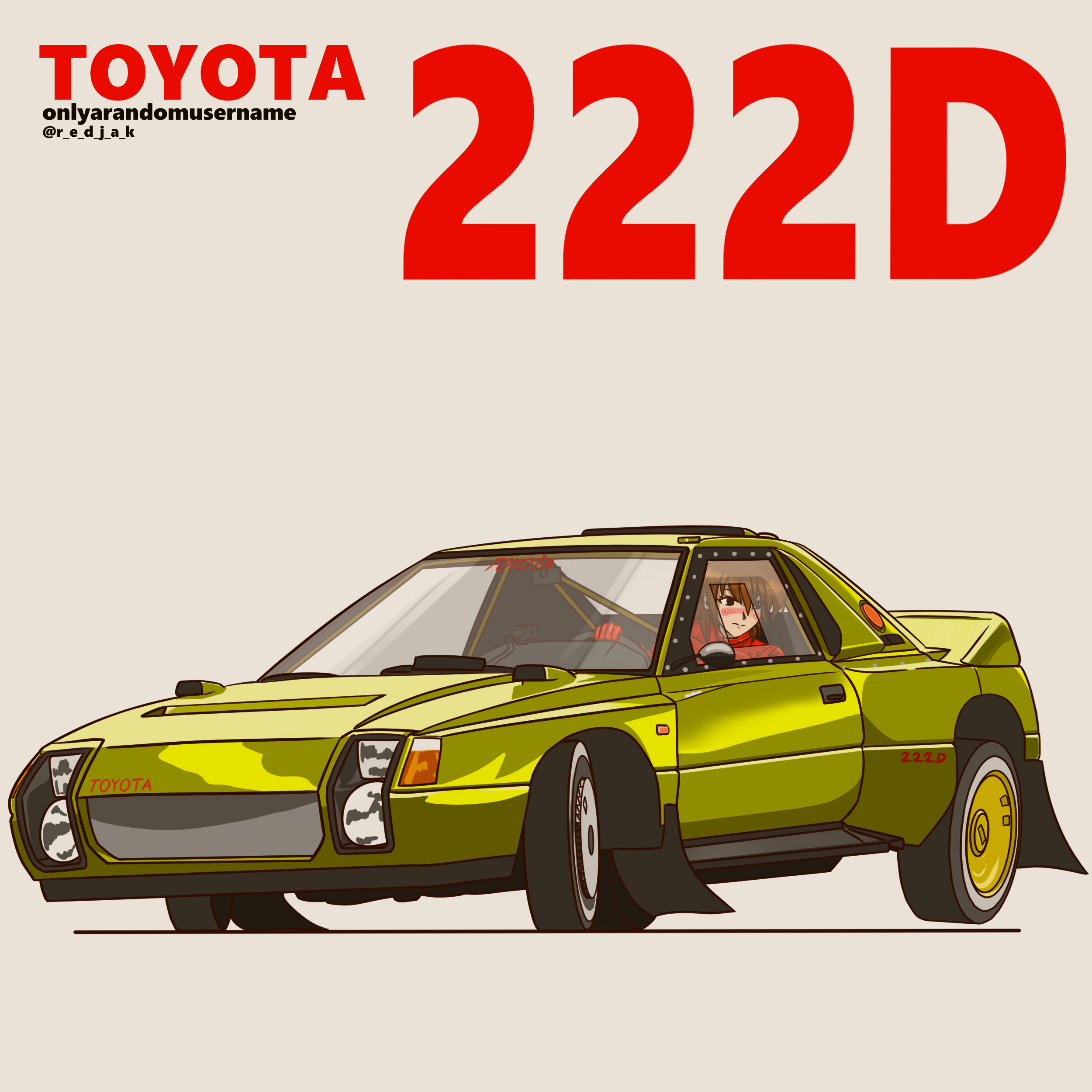 Onlyarandomusername Anime Girls Toyota Toyota 222D Rally Cars 2500x2500