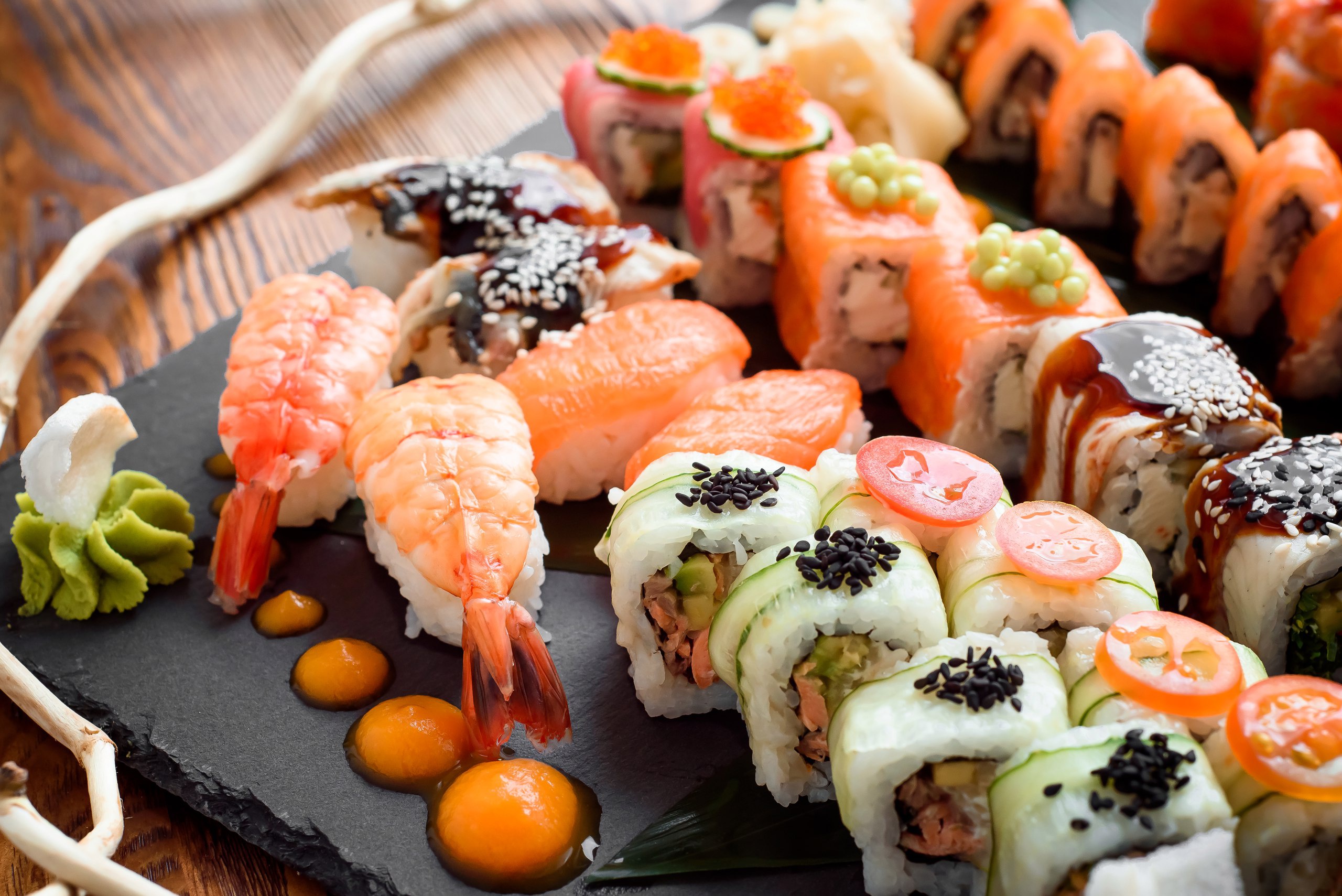 Fish Rice Seafood Still Life Sushi 2560x1709