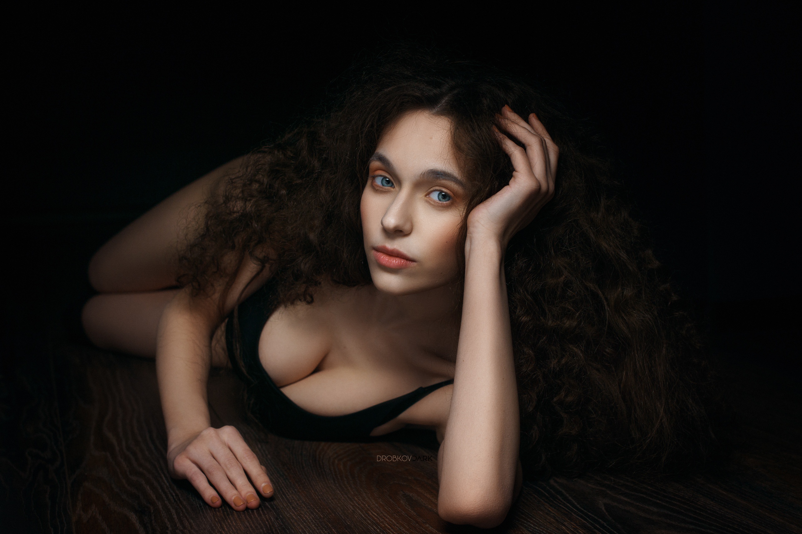 Alexander Drobkov Daria Afanasyeva Model Women Brunette Blue Eyes Bare Shoulders Top Hands In Hair L 2560x1707