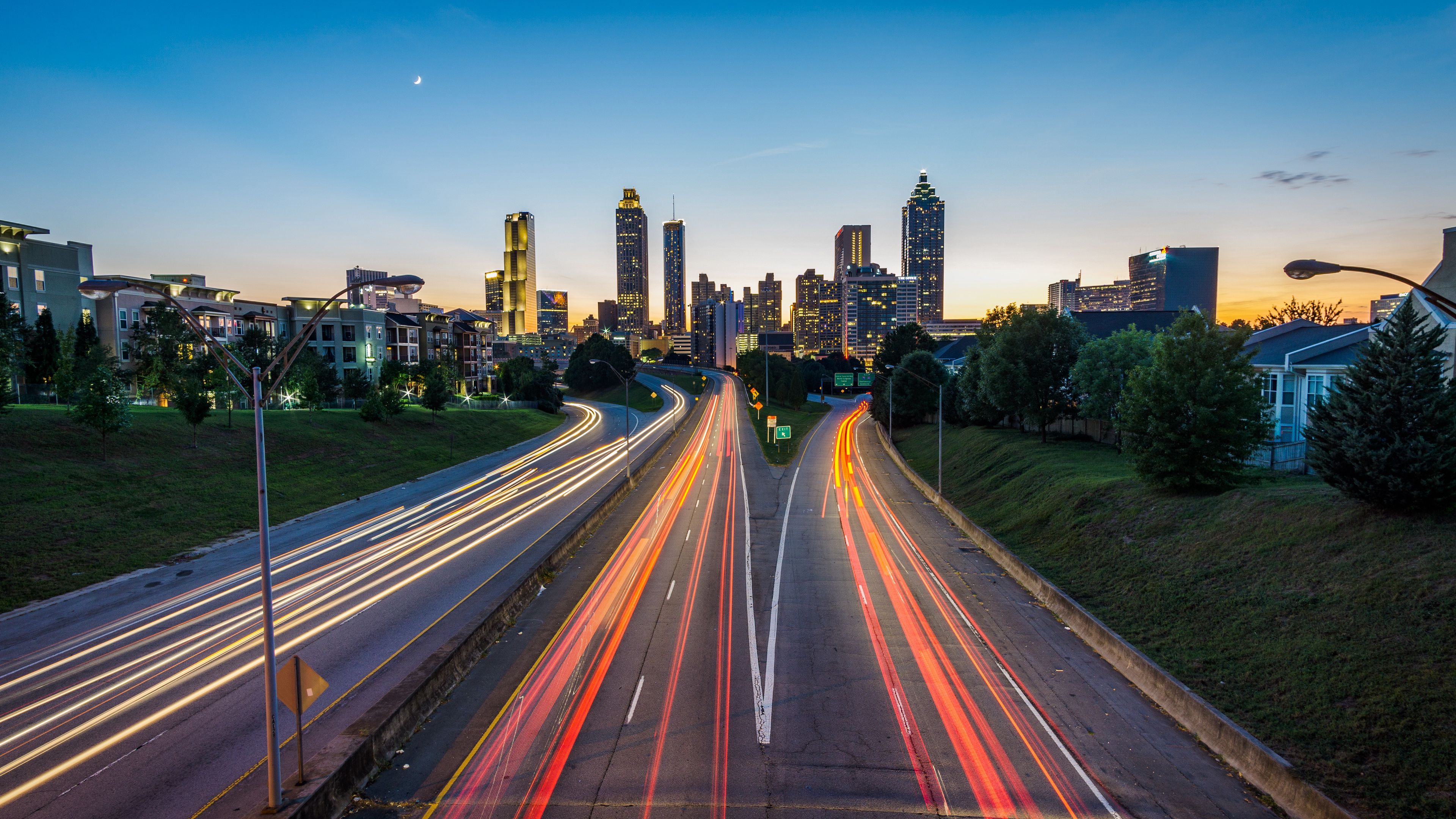 Atlanta Long Exposure Highway Architecture 3840x2160