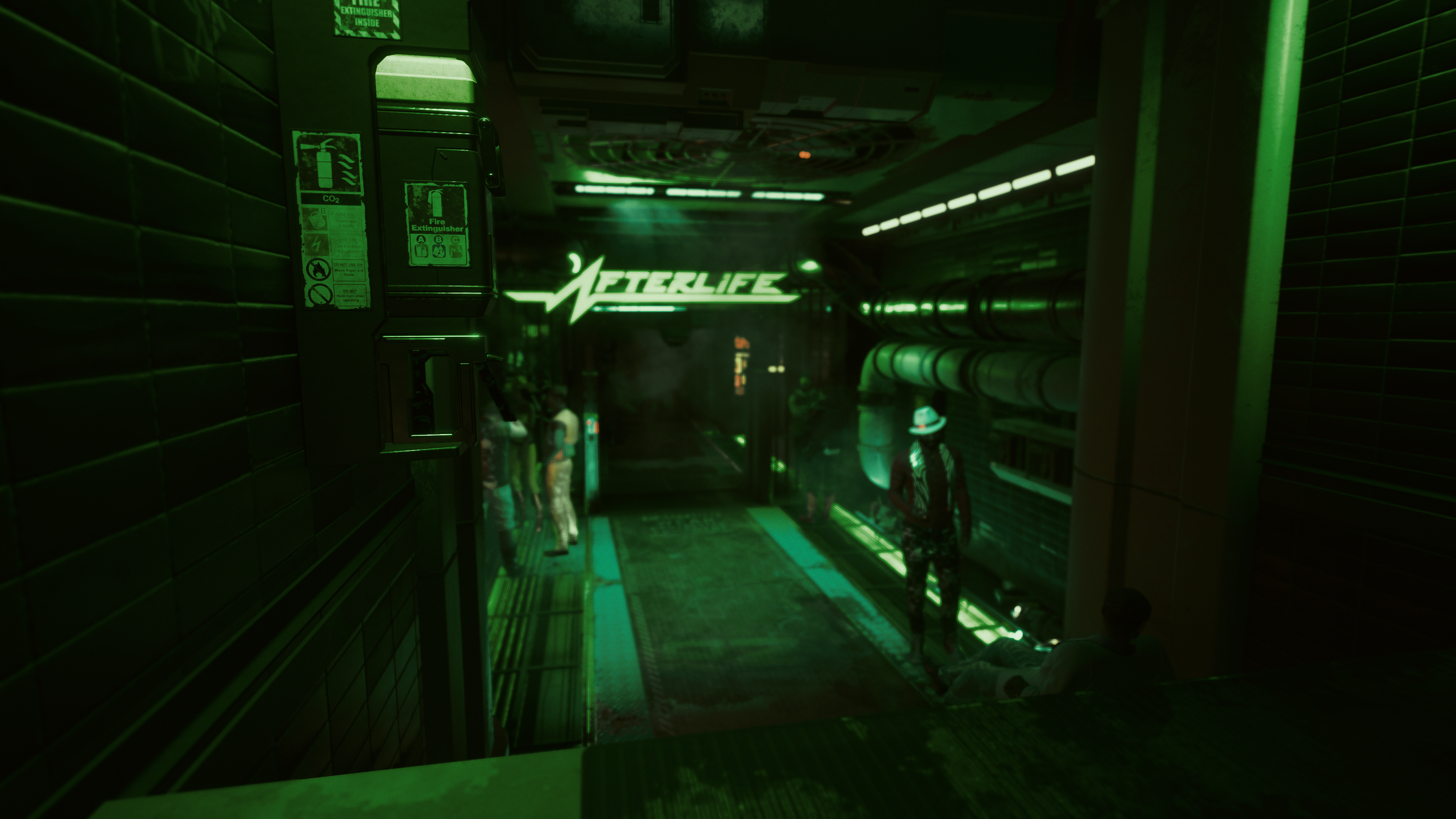 Cyberpunk 2077 Video Games Lights Neon Green Neon Glow Reflection Pub Afterlife Drink Alcohol Space  3840x2160