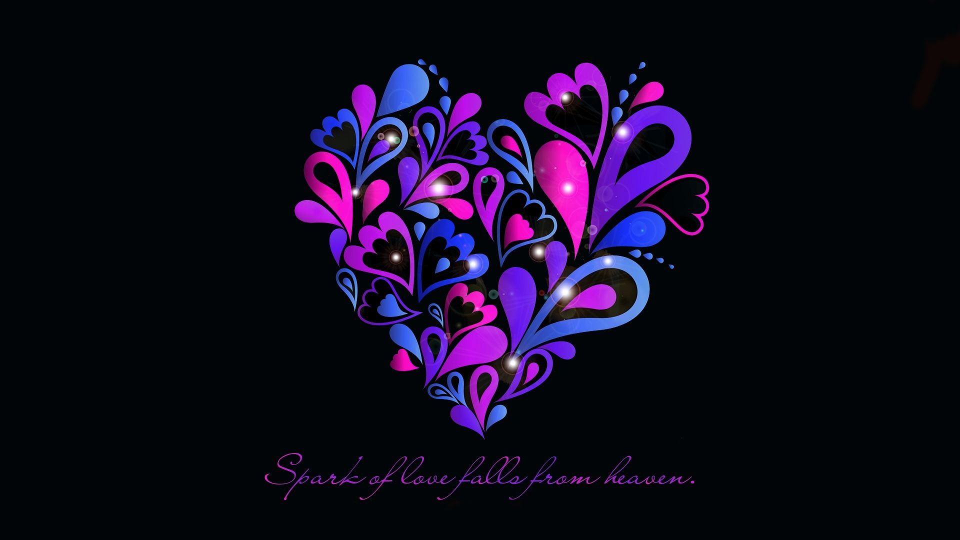 Artistic Blue Heart Love Purple Quote 1920x1080