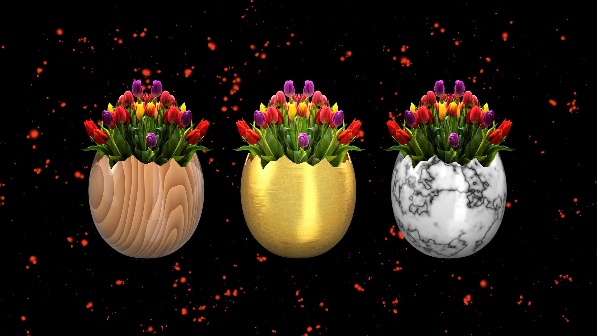Colorful Easter Easter Egg Flower Holiday Tulip 1920x1080