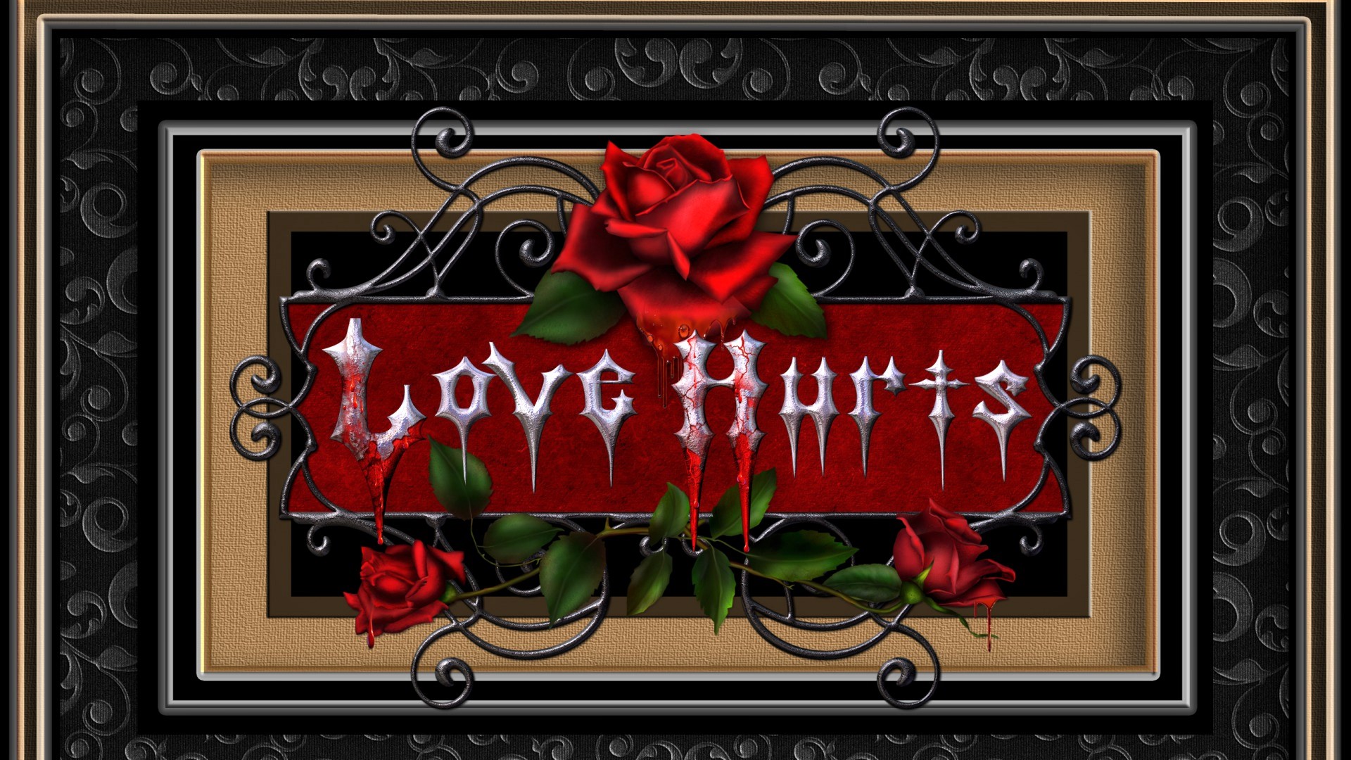 Blood Design Frame Gothic Love Red Rose Rose 1920x1080
