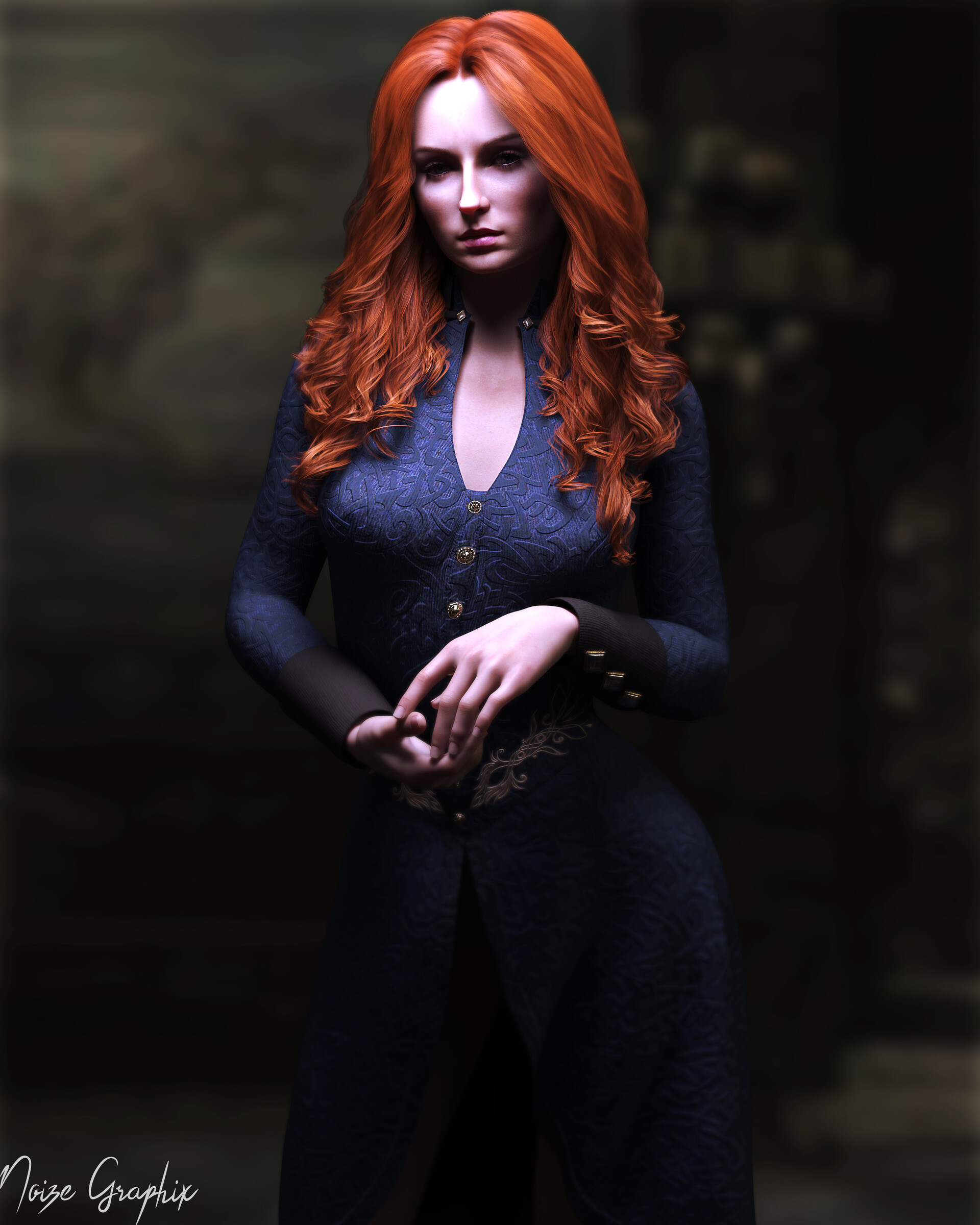 Jordi Djojosemito Dress Redhead Digital Art Portrait Display Women Sansa Stark Long Hair Game Of Thr 1920x2400