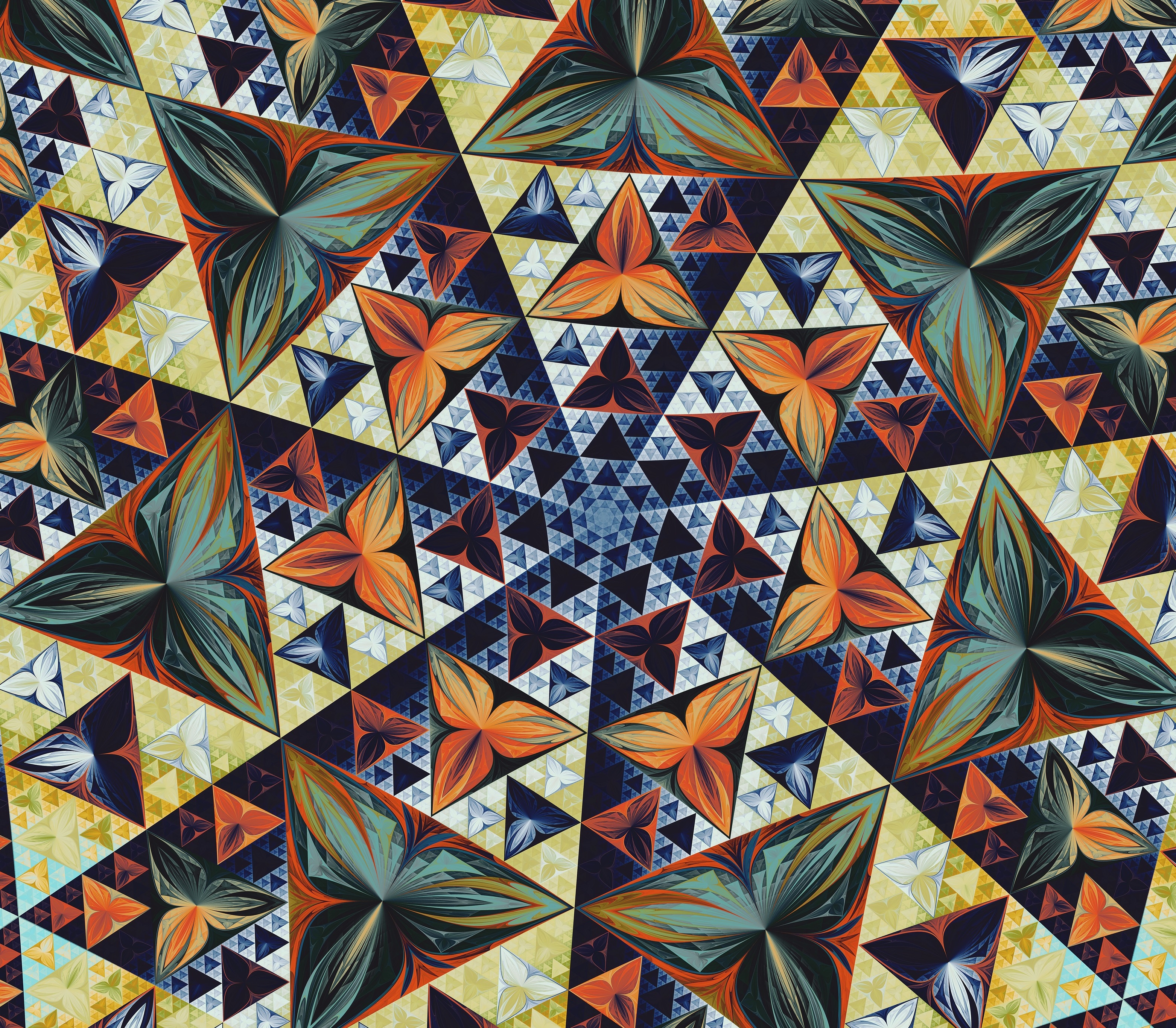 Artistic Digital Art Fractal Kaleidoscope Pattern Symmetry Triangle 3125x2733