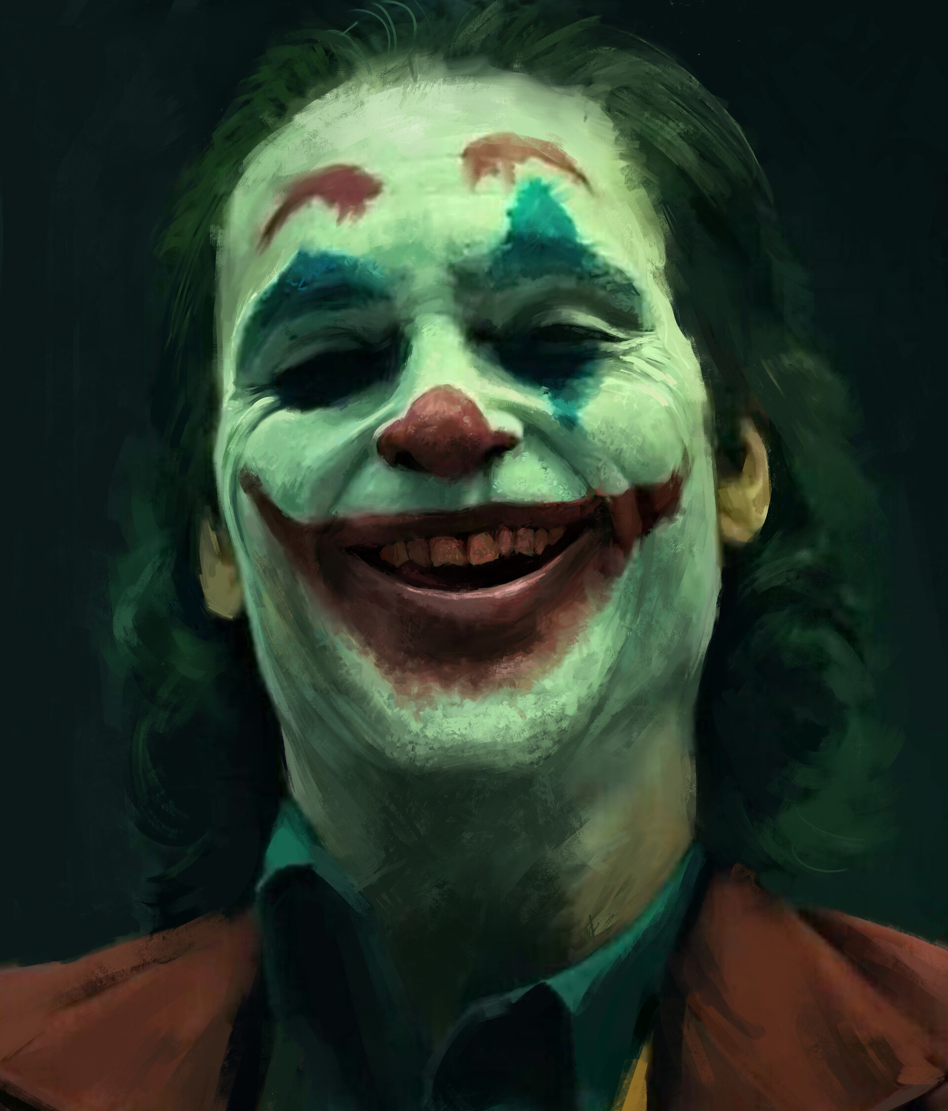 Digital Art Artwork Face Joker 2019 Movie Joker Joaquin Phoenix Laughing Makeup Shoichi Sugano Arthu 1920x2250