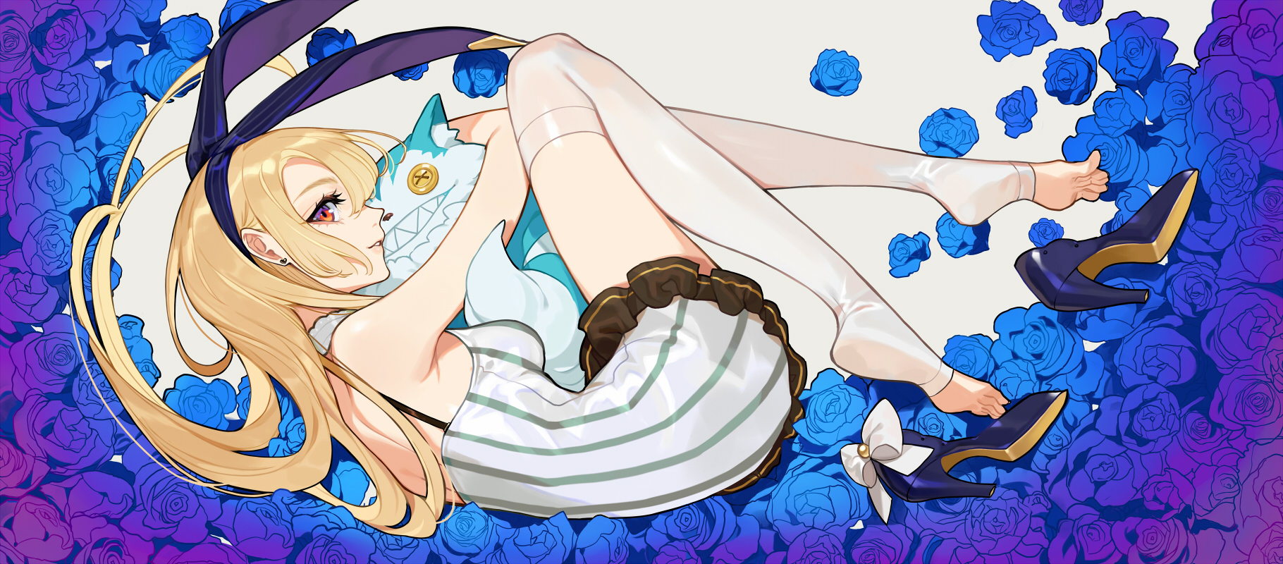Anime Anime Girls Digital Art Artwork 2D Portrait Youcapriccio Blonde Flowers 1820x800