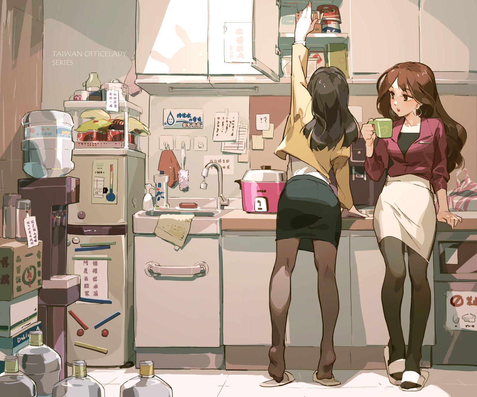 Anime Anime Girls Digital Art Artwork 2D Portrait Skyfire Kitchen Office Girl 1600x1334
