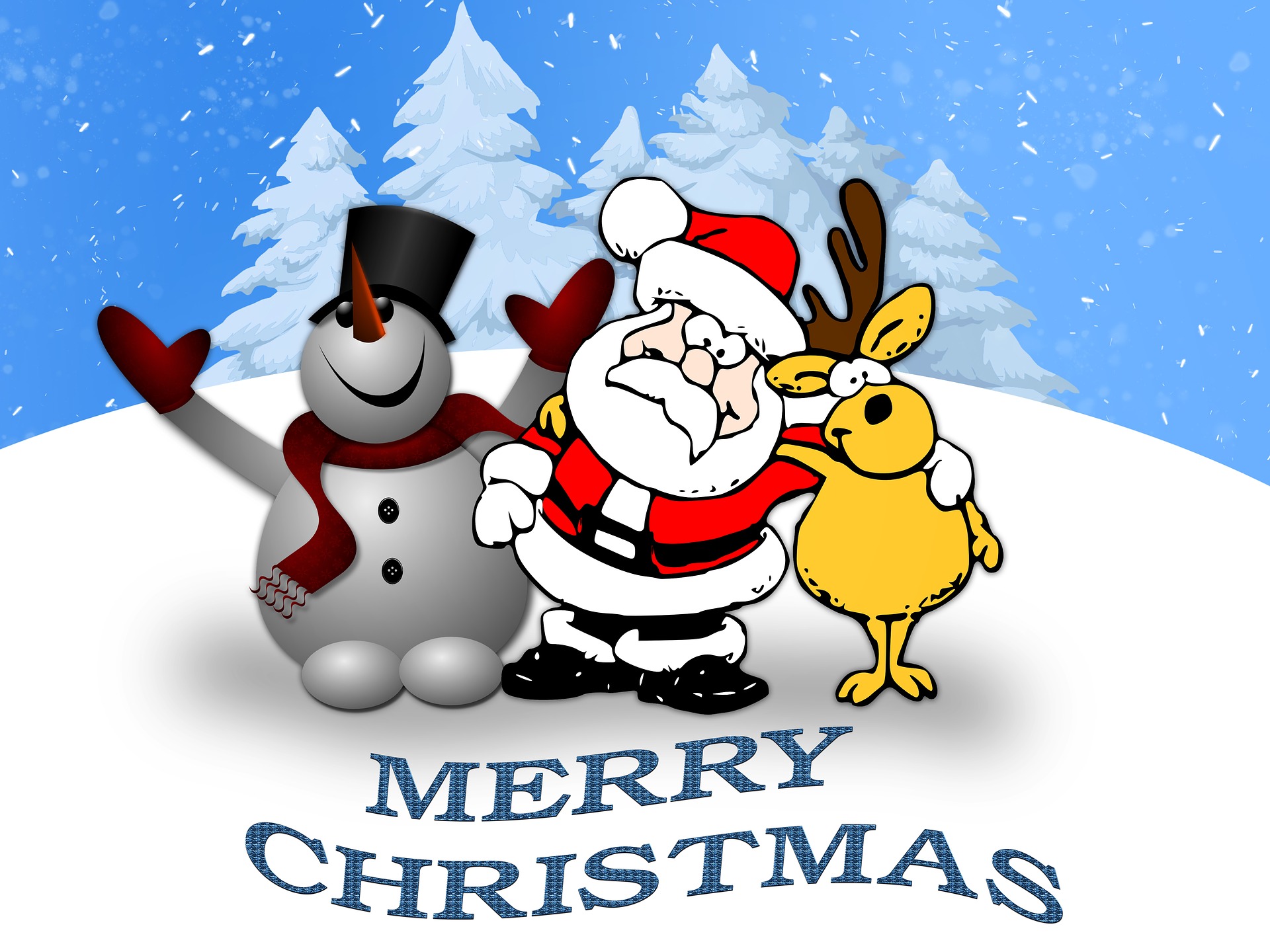 Christmas Merry Christmas Reindeer Santa Snowman 1920x1440