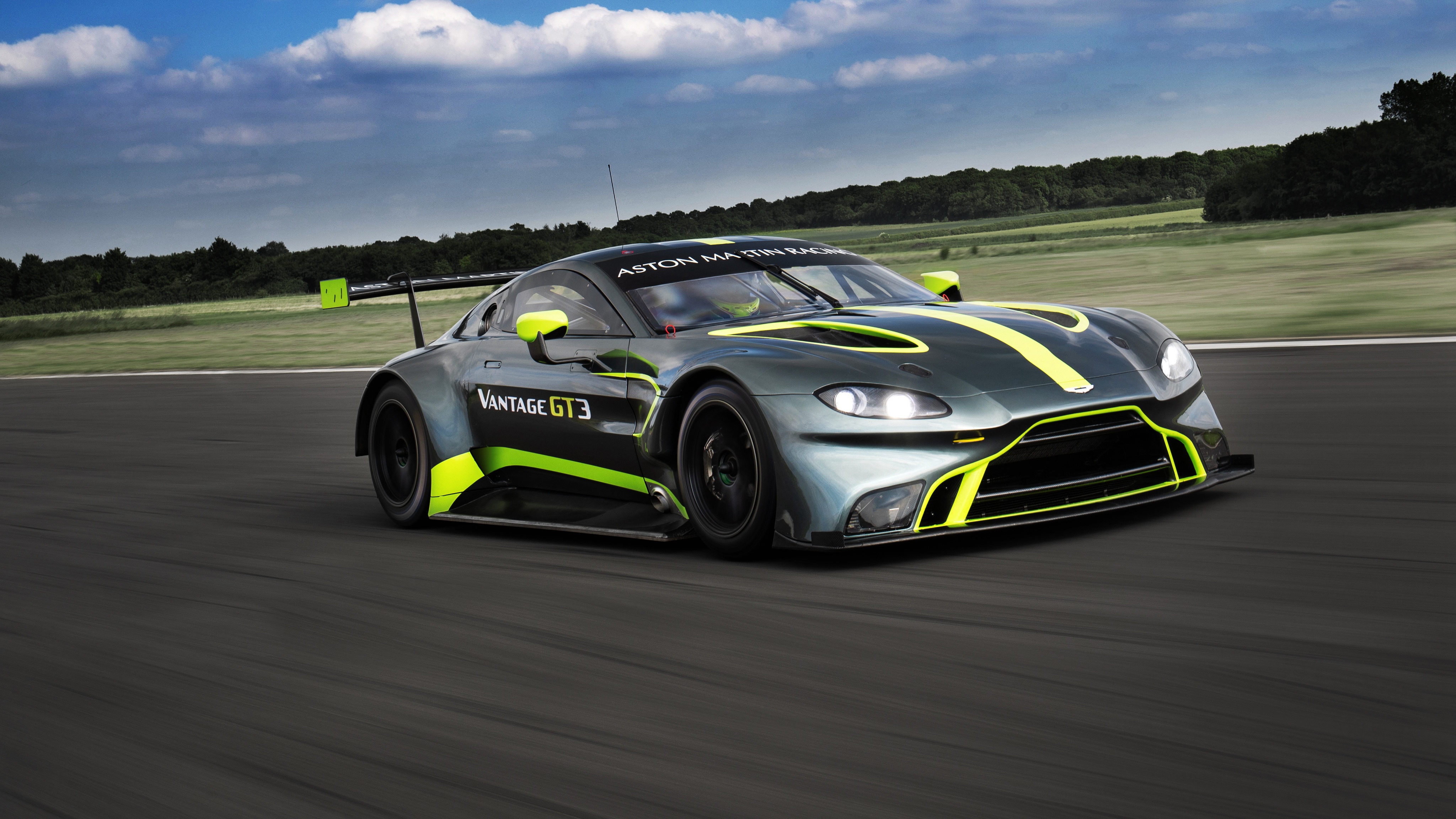 Aston Martin Aston Martin Vantage Gt3 Car Race Car Silver Car Vehicle 4096x2304