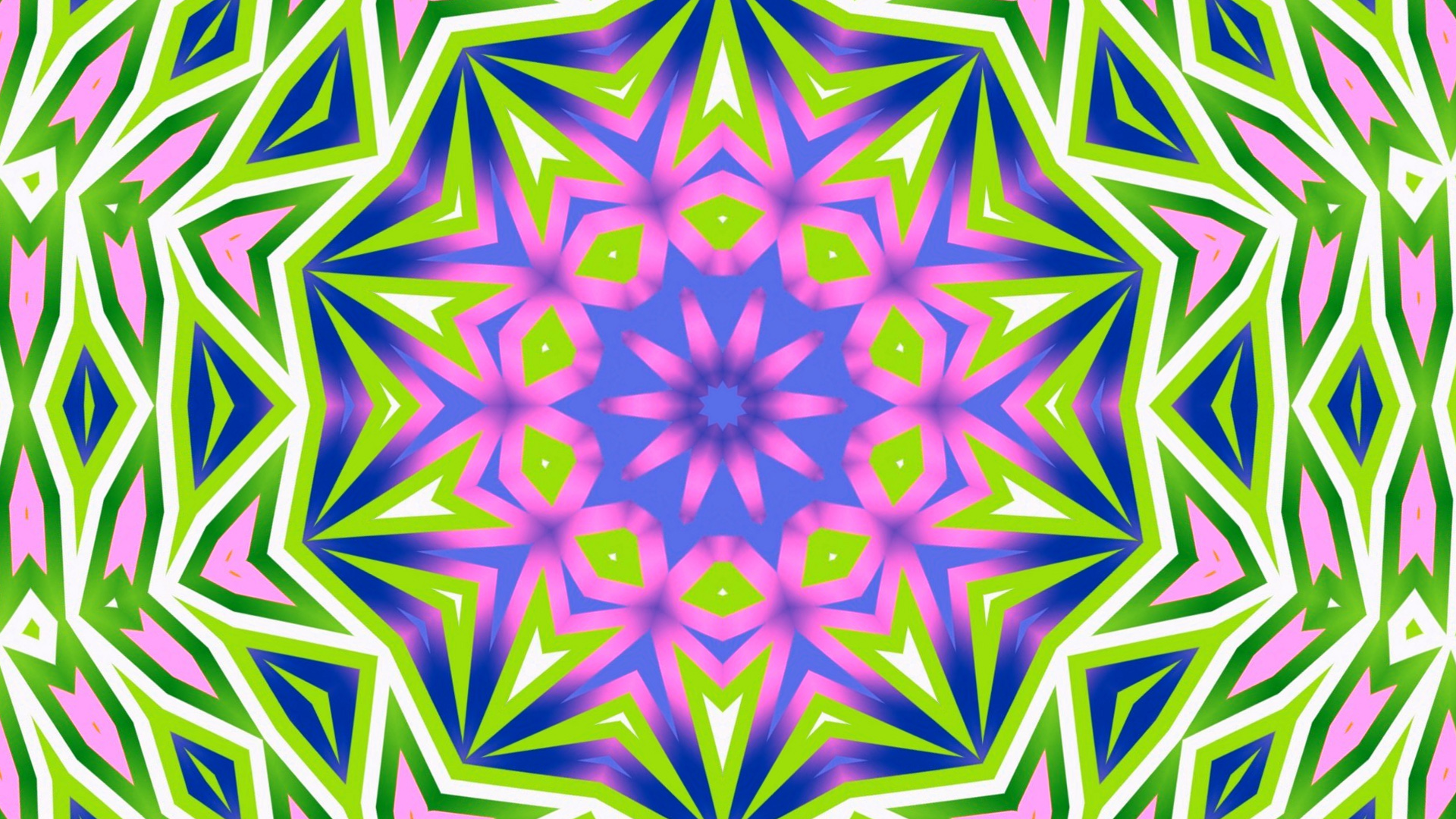 Colorful Digital Art Geometry Green Kaleidoscope Shapes 1920x1080