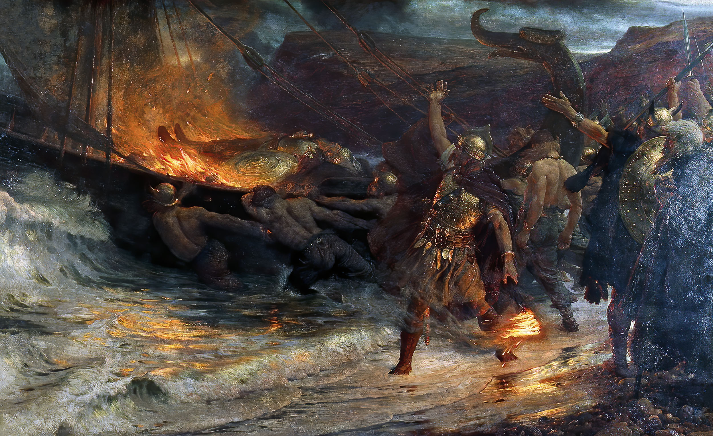 The Funeral Of A Viking Frank Bernard Dicksee Vikings Viking History Nordic Classic Art Ship Paintin 2500x1530