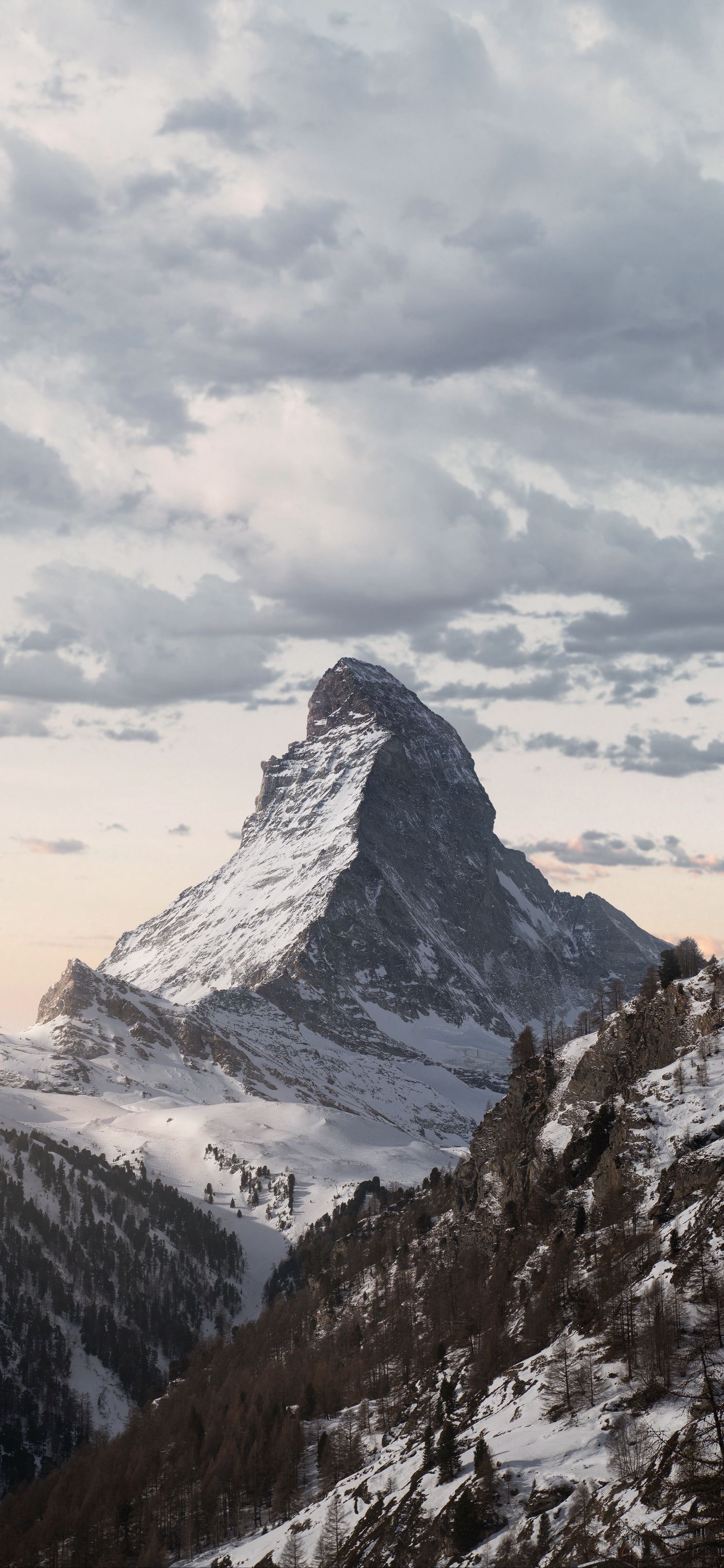 Portrait Display Vertical Nature Landscape Mountains Dusk Snow Matterhorn 1407x3045