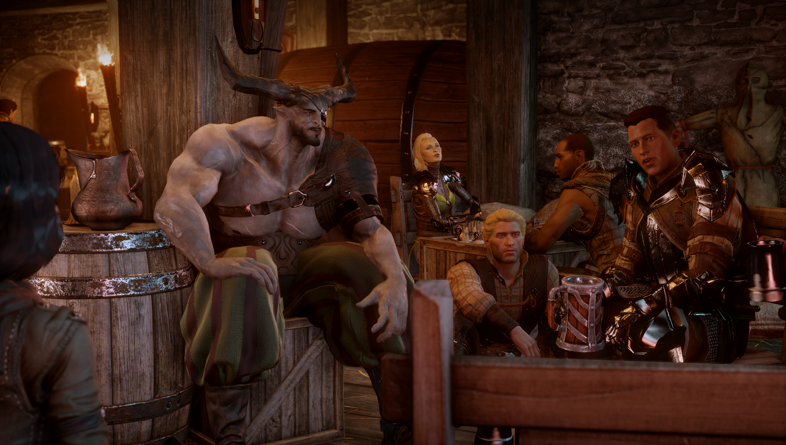 Dragon Age Inquisition Dragon Age Orange Iron Bull The Chargers PC Gaming Video Games Drinking 2534x1436