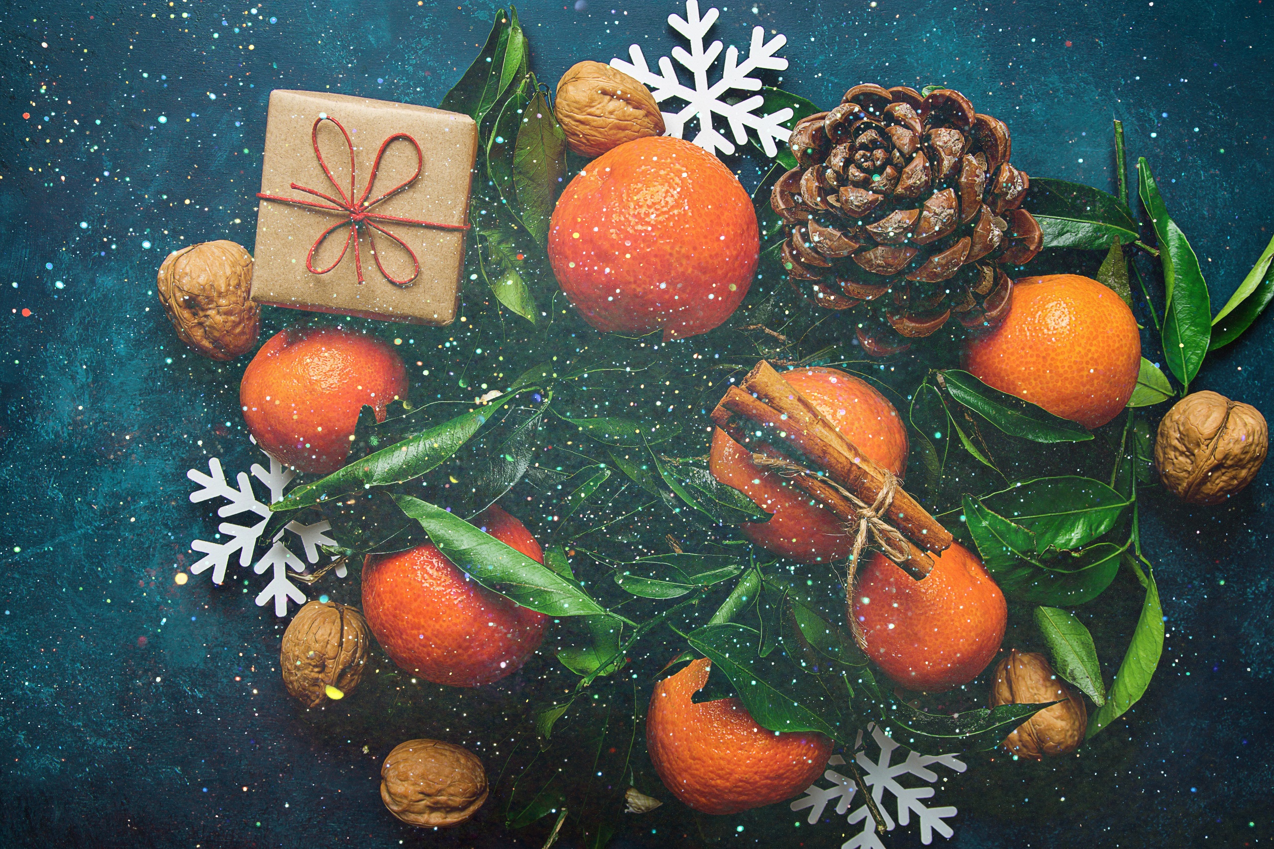 Christmas Food Christmas Ornaments Fruit Nuts 2560x1707