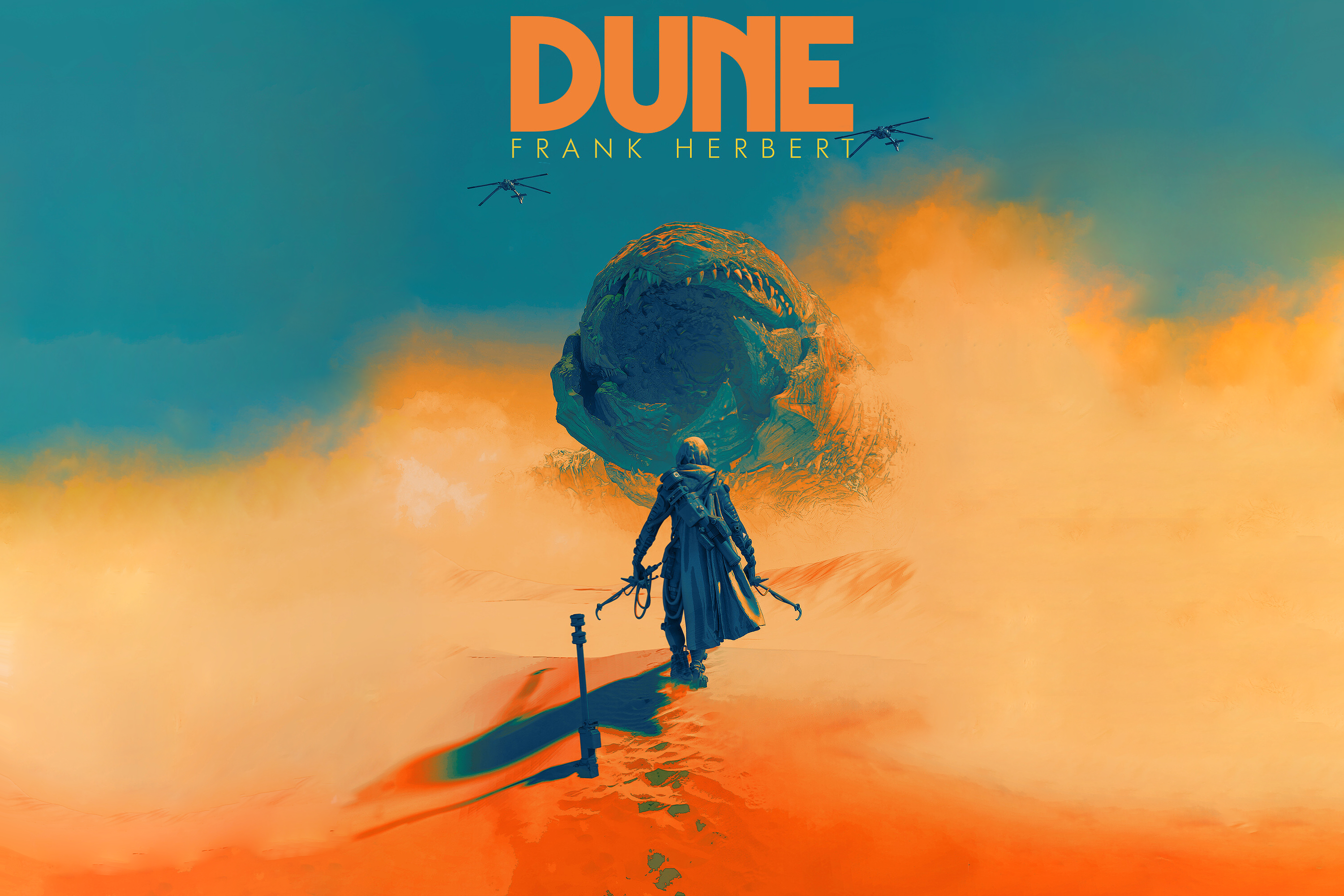Pascal Blanche Dune Movie Dune Series Artwork Science Fiction Desert Giant Digital Art Poster 3000x2000